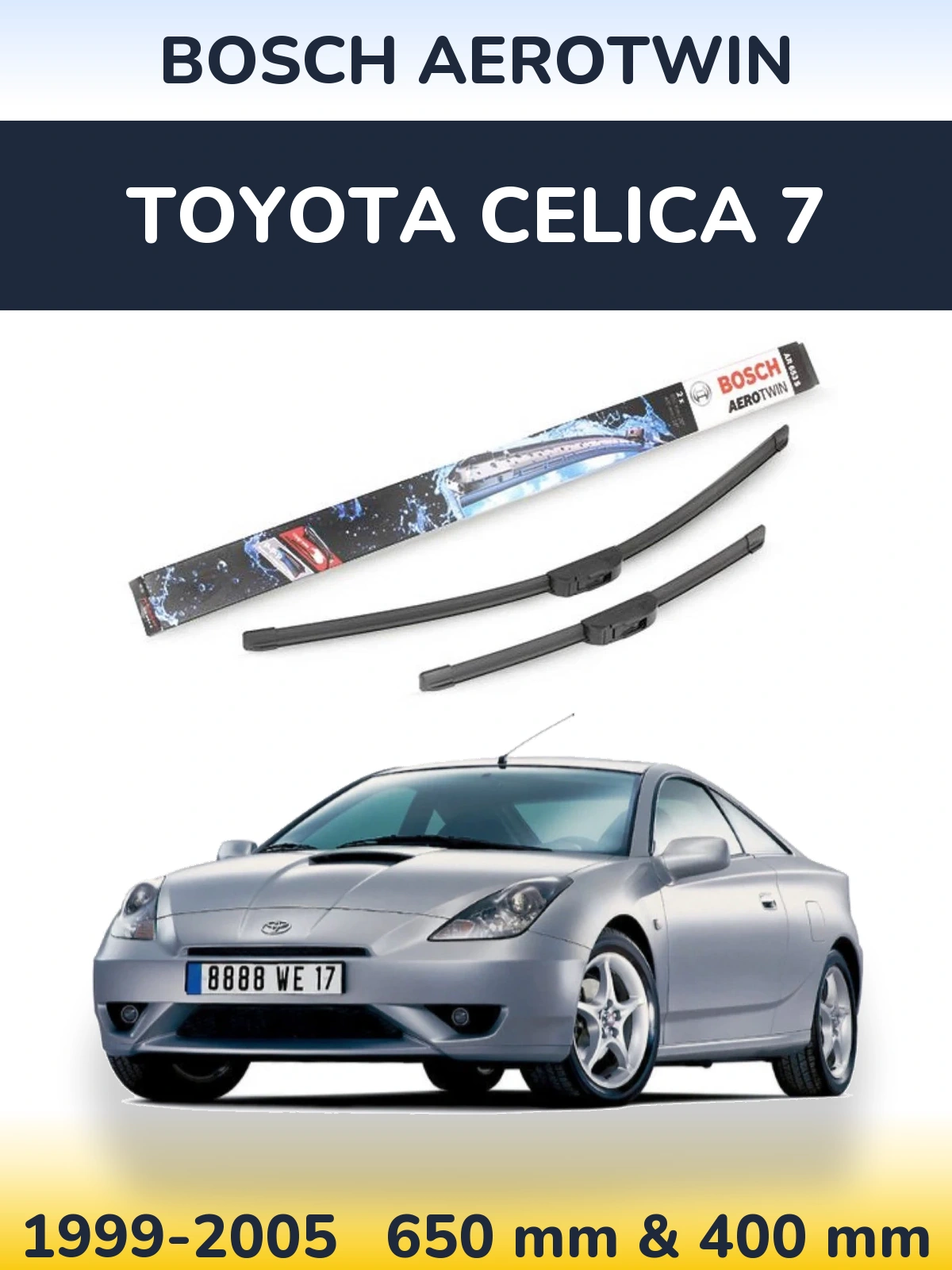 Комплект передних дворников BOSCH AeroTwin 650 & 400 мм для Toyota Celica 7 1999-2005