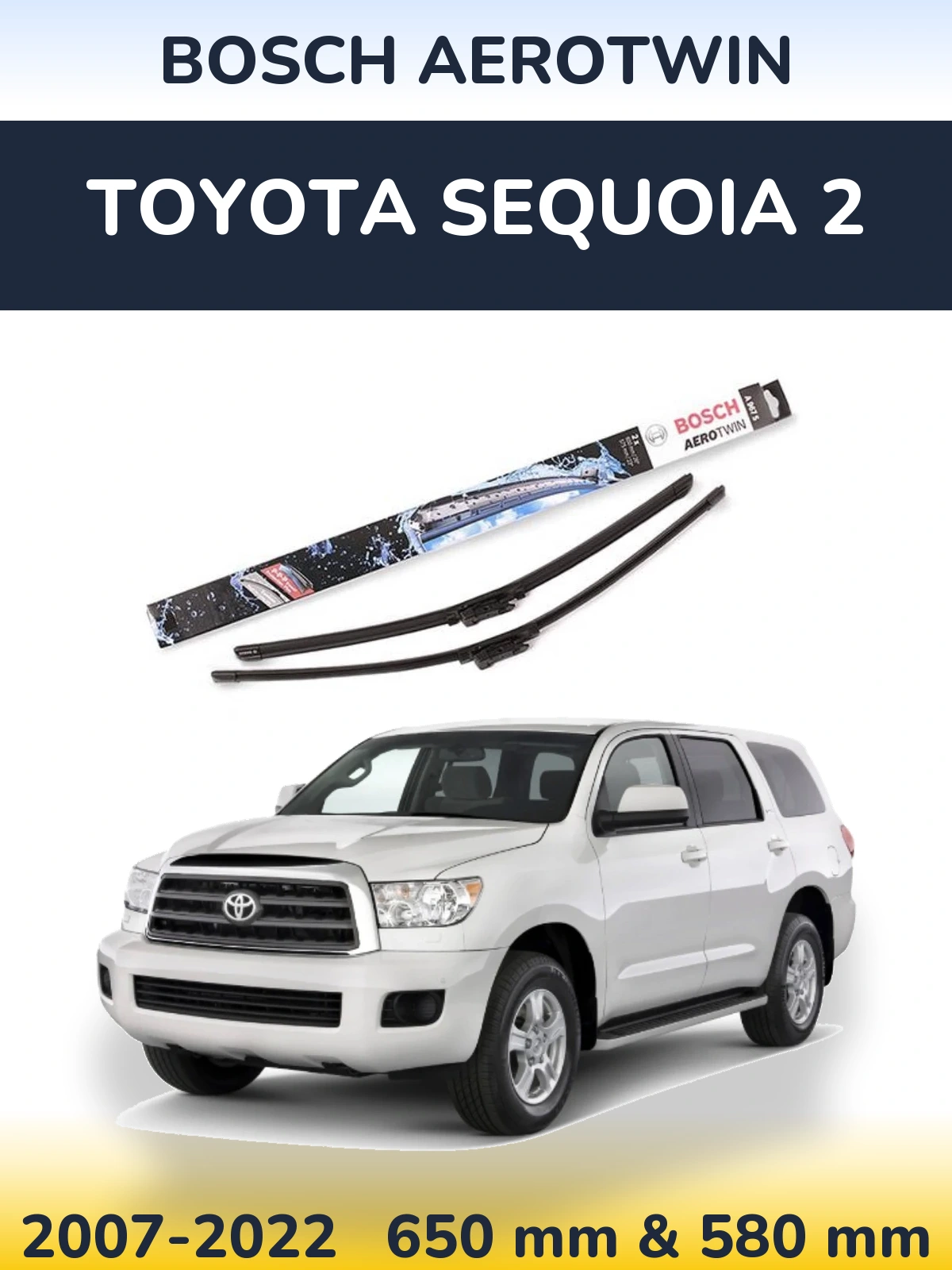 Комплект передніх щіток BOSCH AeroTwin 650 & 580 мм для Toyota Sequoia 2 2007-2022