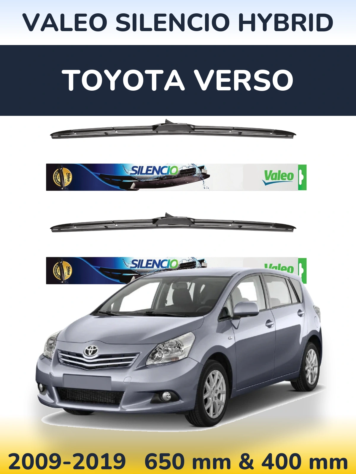 Комплект передних дворников Valeo Silencio Hybrid 650 & 400 мм для Toyota Verso 2009-2019