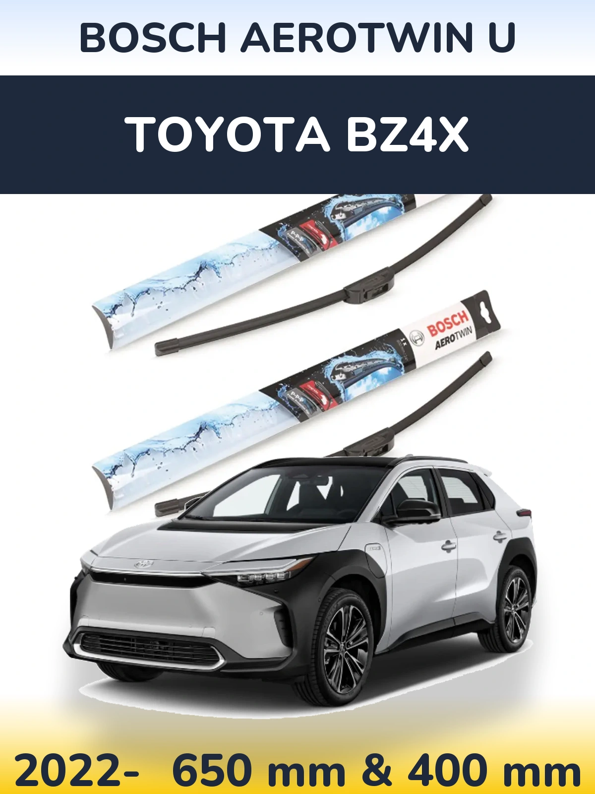 Комплект передніх щіток BOSCH AeroTwin U 650 & 400 мм для Toyota bZ4X 2022-2026