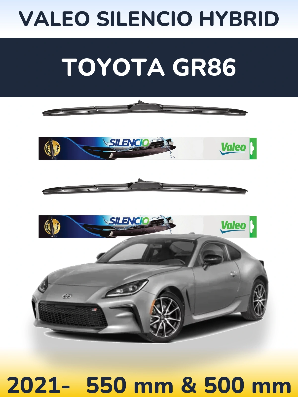 Комплект передних дворников Valeo Silencio Hybrid 550 & 500 мм для Toyota GR86 2021-2026