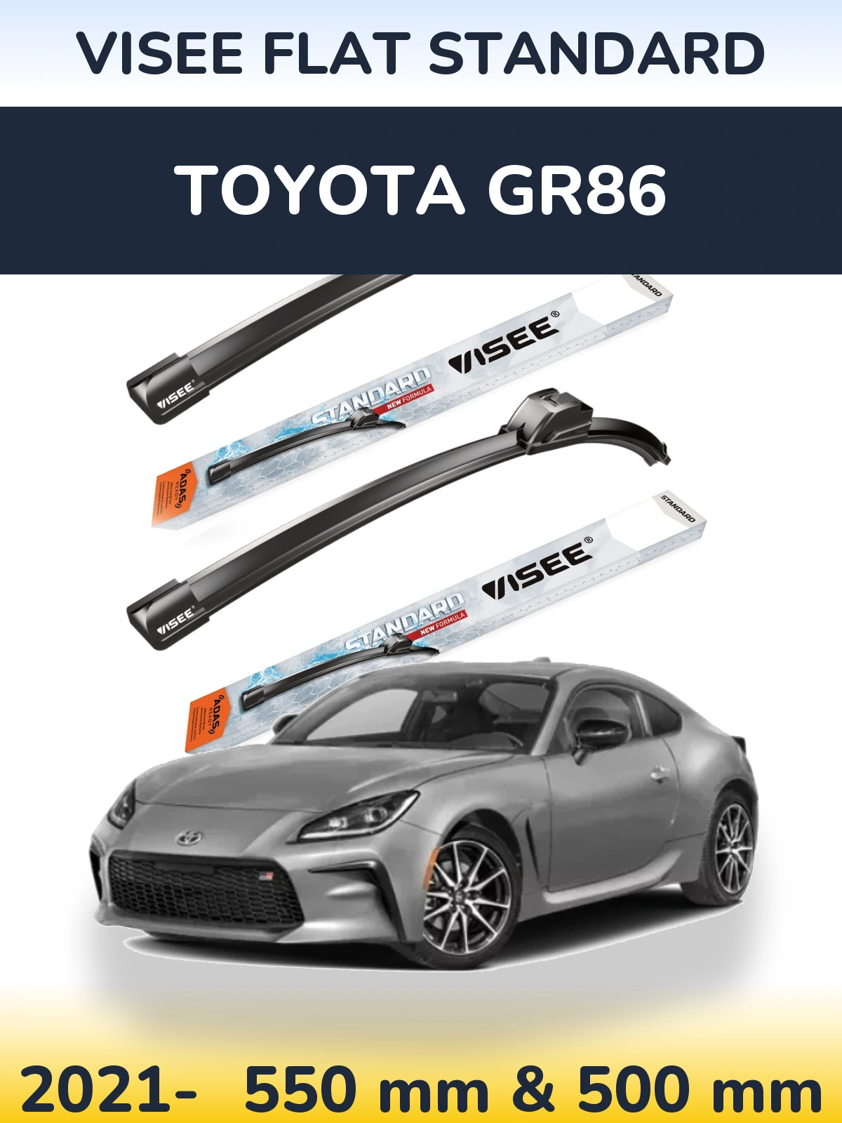 Комплект передніх щіток VISEE FLAT STANDARD 550 & 500 мм для Toyota GR86 2021-2026