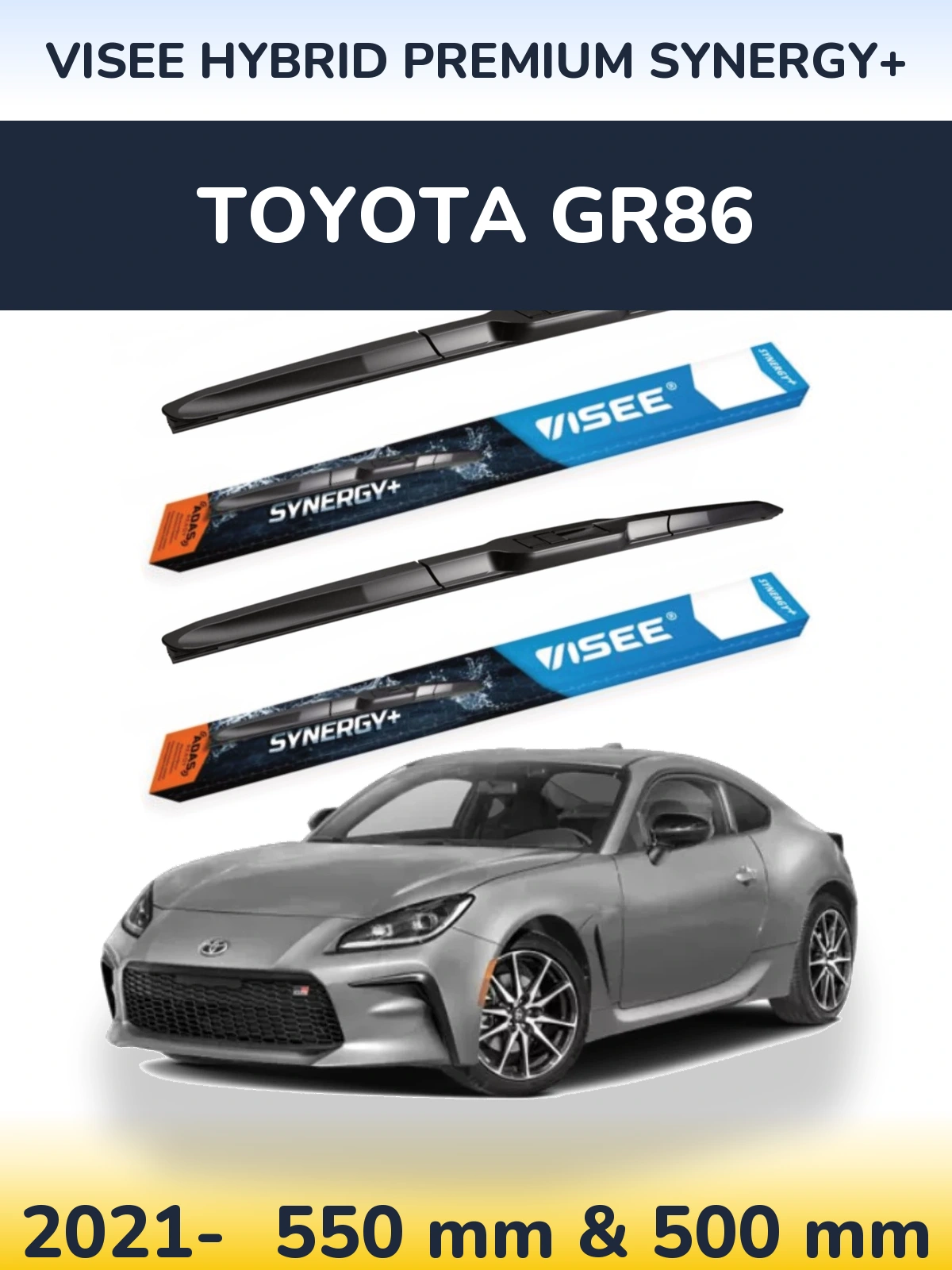 Комплект передних дворников VISEE HYBRID PREMIUM SYNERGY+ 550 & 500 мм для Toyota GR86 2021-2026