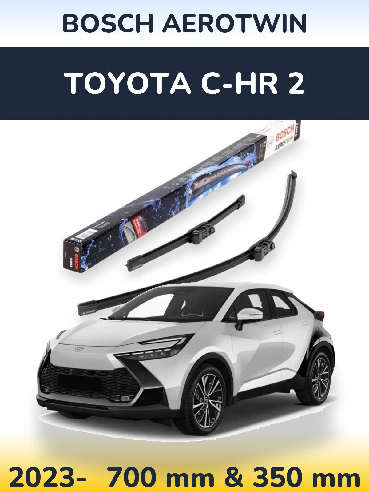 Front wiper blade set BOSCH AeroTwin 700 & 350 mm for Toyota C-HR 2 2023-2026
