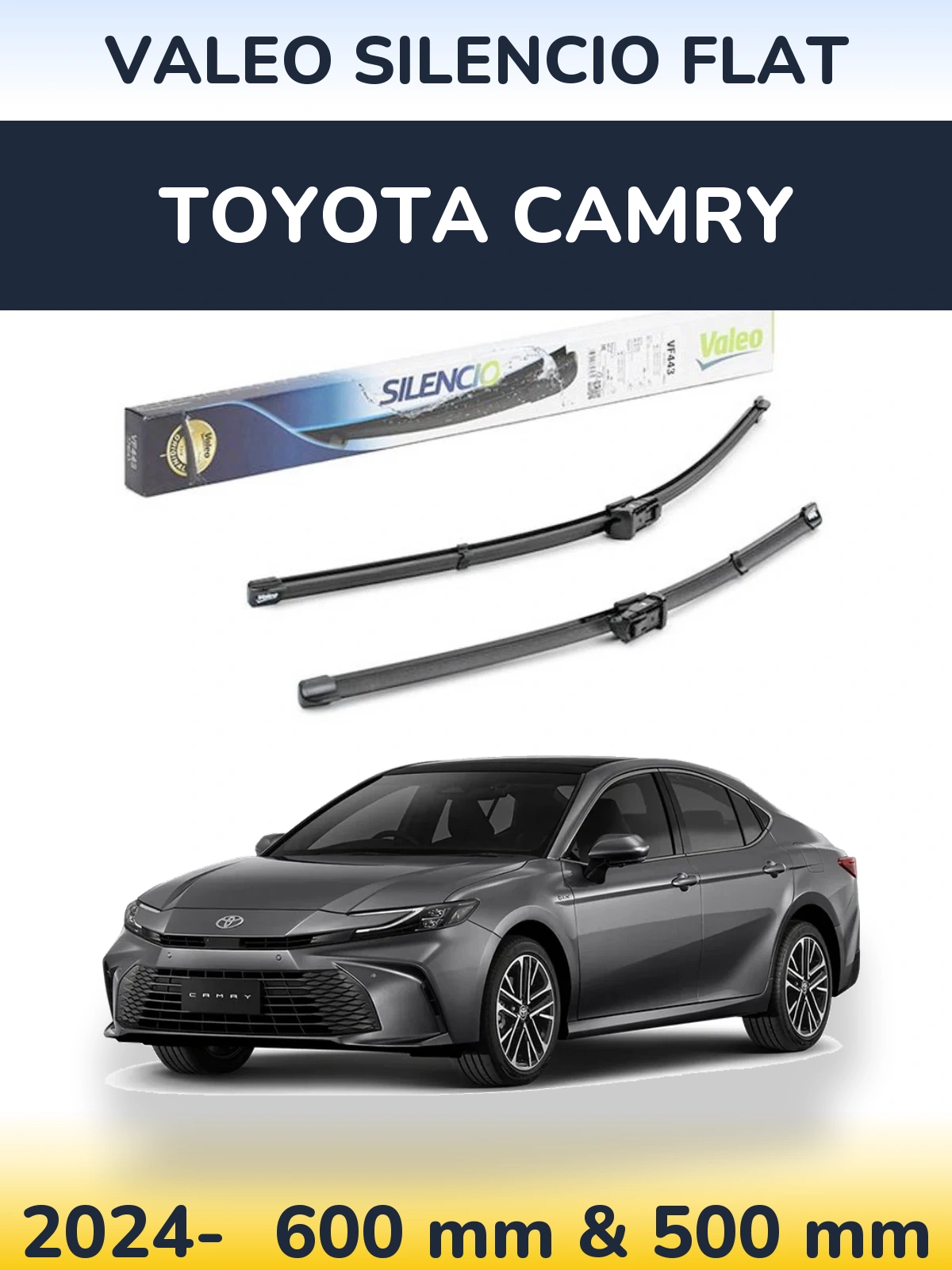Комплект передніх щіток Valeo Silencio Flat 600 & 500 мм для Toyota Camry 2024-2026