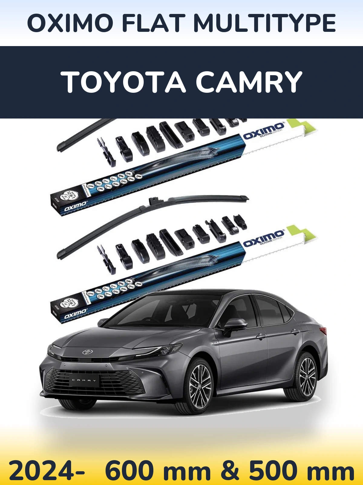 Front wiper blade set Oximo Flat MultiTipoe 600 & 500 mm for Toyota Camry 2024-2026