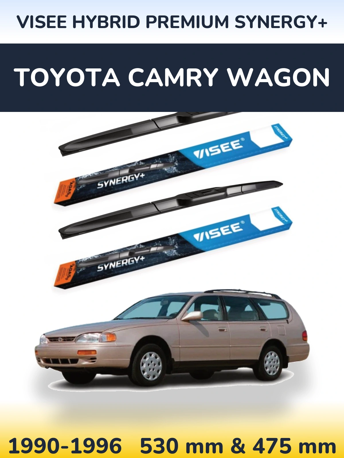 Front wiper blade set VISEE HYBRID PREMIUM SYNERGY+ 530 & 475 mm for Toyota Camry Wagon 1990-1996
