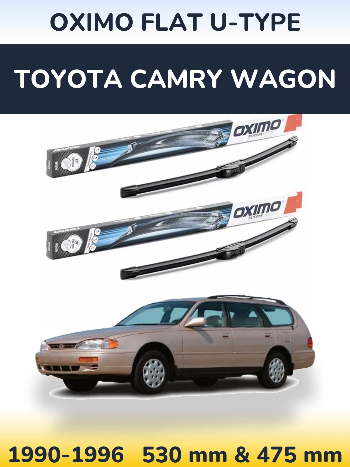 Комплект передних дворников Oximo Flat U-type 530 & 475 мм для Toyota Camry Wagon 1990-1996