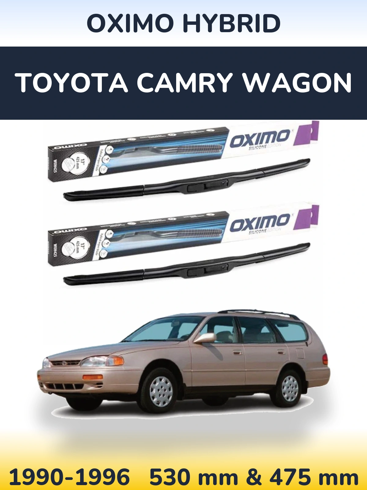 Комплект передних дворников Oximo Hybrid 530 & 475 мм для Toyota Camry Wagon 1990-1996
