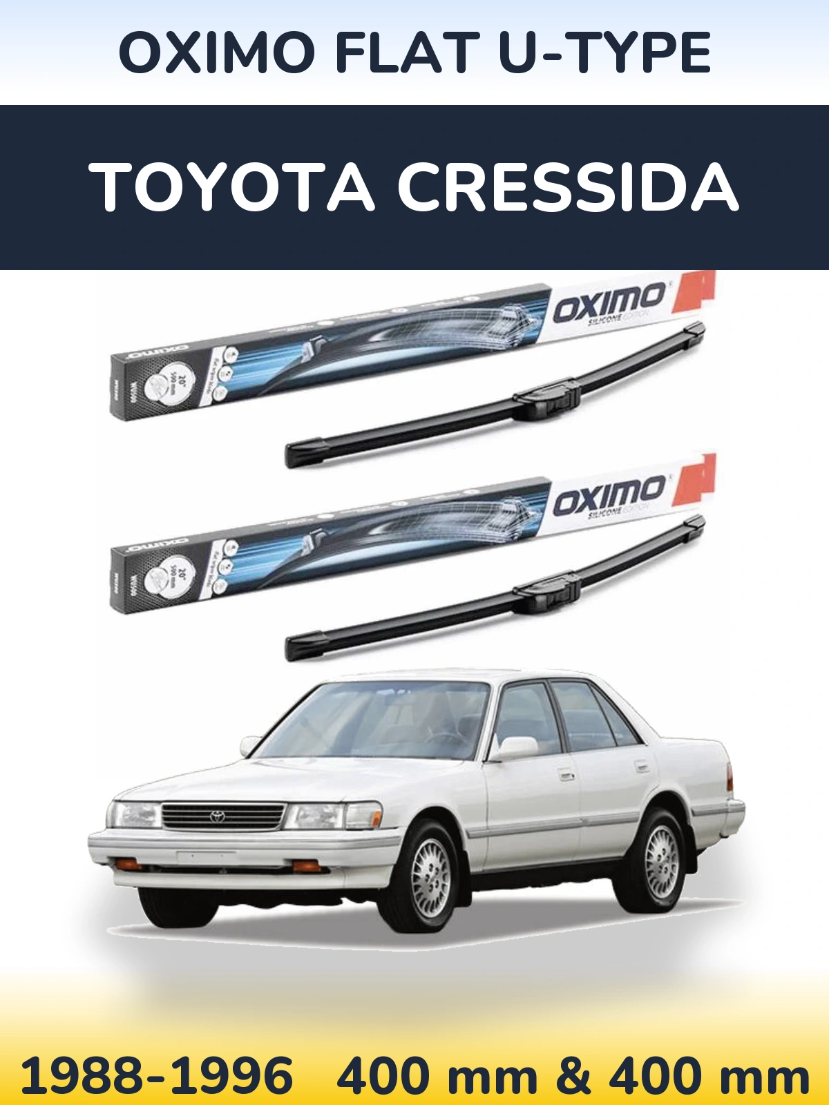 Front wiper blade set Oximo Flat U-type 400 & 400 mm for Toyota Cressida 1988-1996