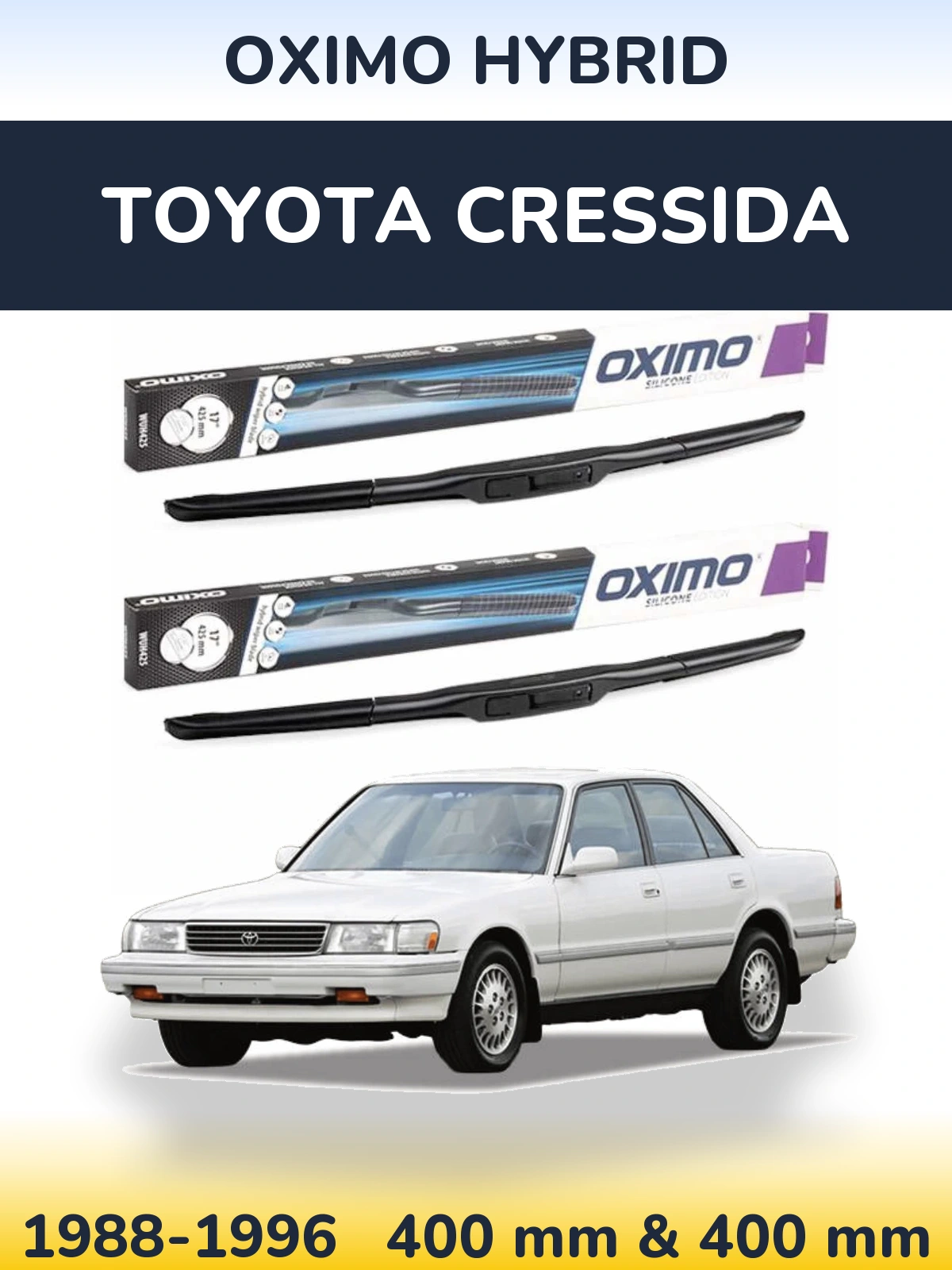 Комплект передних дворников Oximo Hybrid 400 & 400 мм для Toyota Cressida 1988-1996
