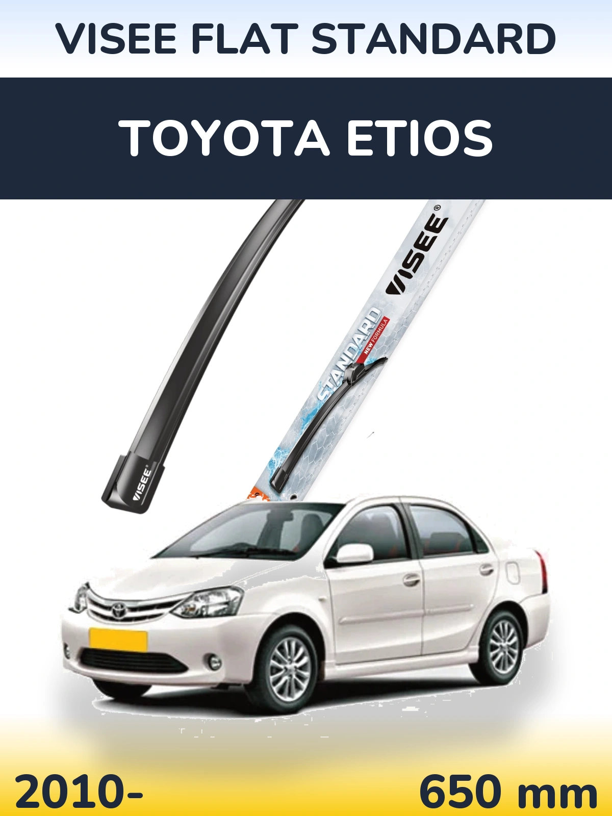 Передний дворник VISEE FLAT STANDARD 650 мм для Toyota Etios 2010-2026