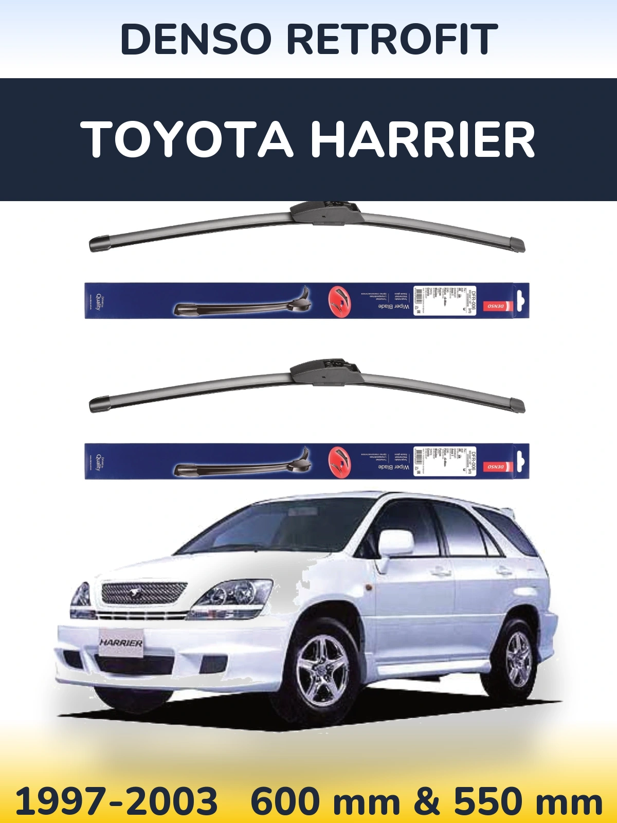 Комплект передніх щіток Denso Retrofit 600 & 550 мм для Toyota Harrier 1997-2003