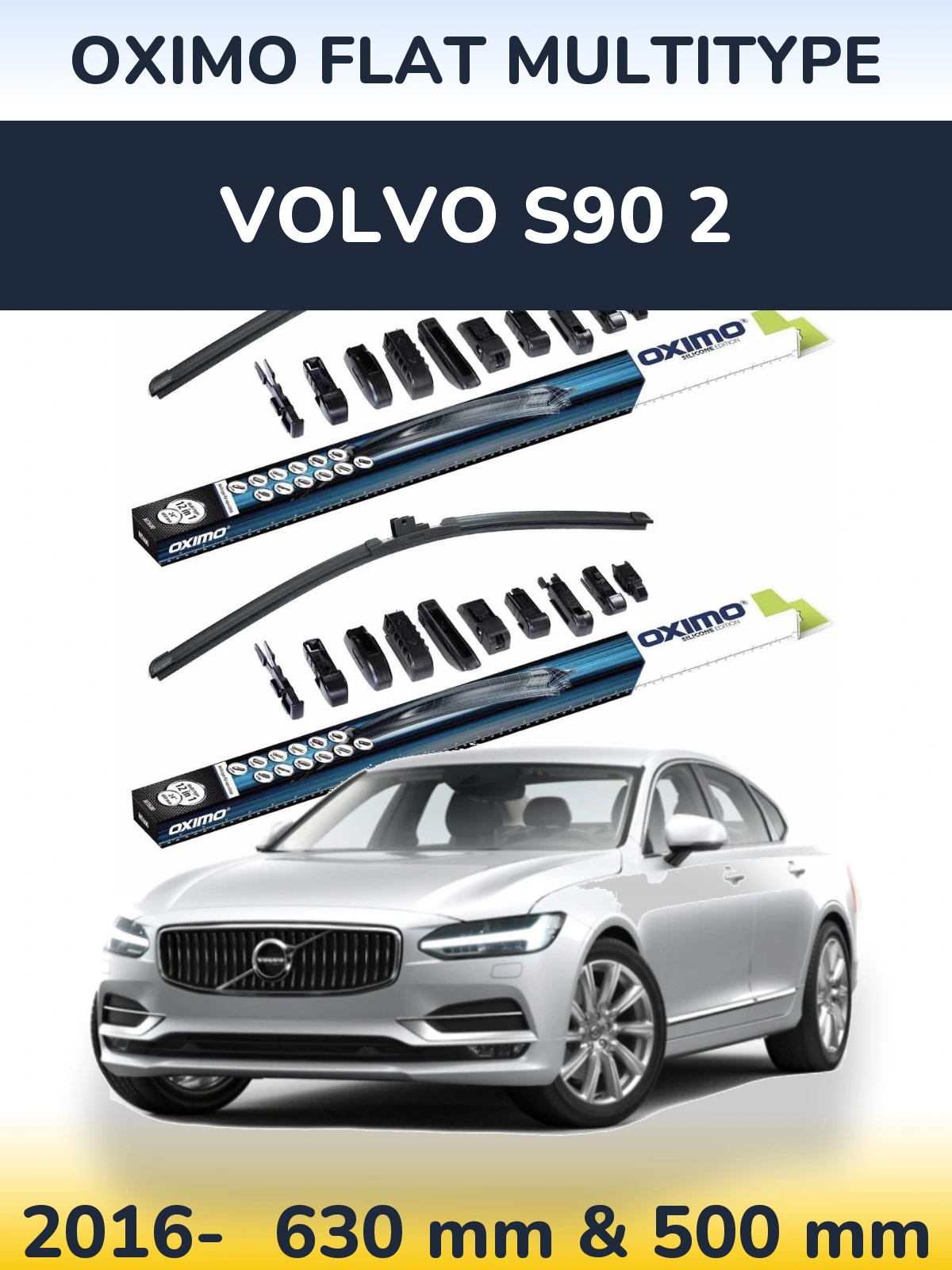 Front wiper blade set Oximo Flat MultiTipoe 600 & 500 mm for Volvo S90 2 2016-2026
