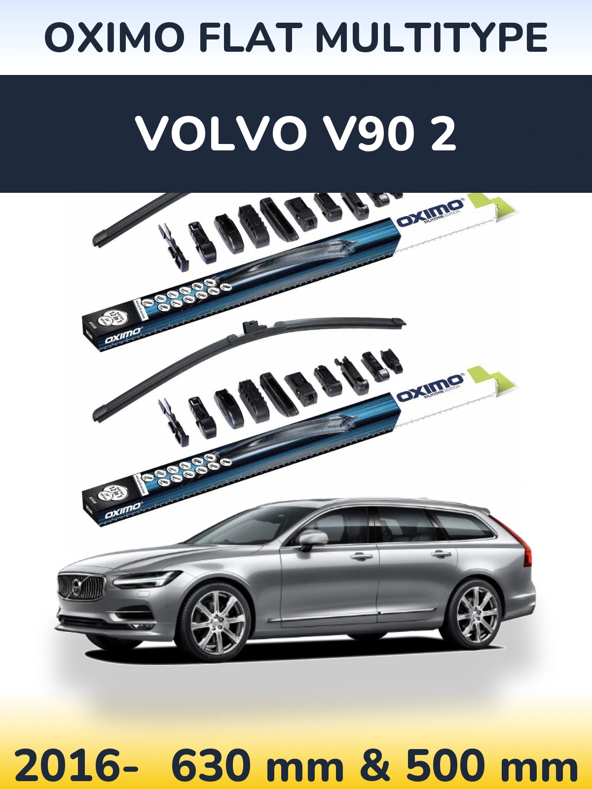 Комплект передних дворников Oximo Flat MultiТипe 600 & 500 мм для Volvo V90 2 2016-2026