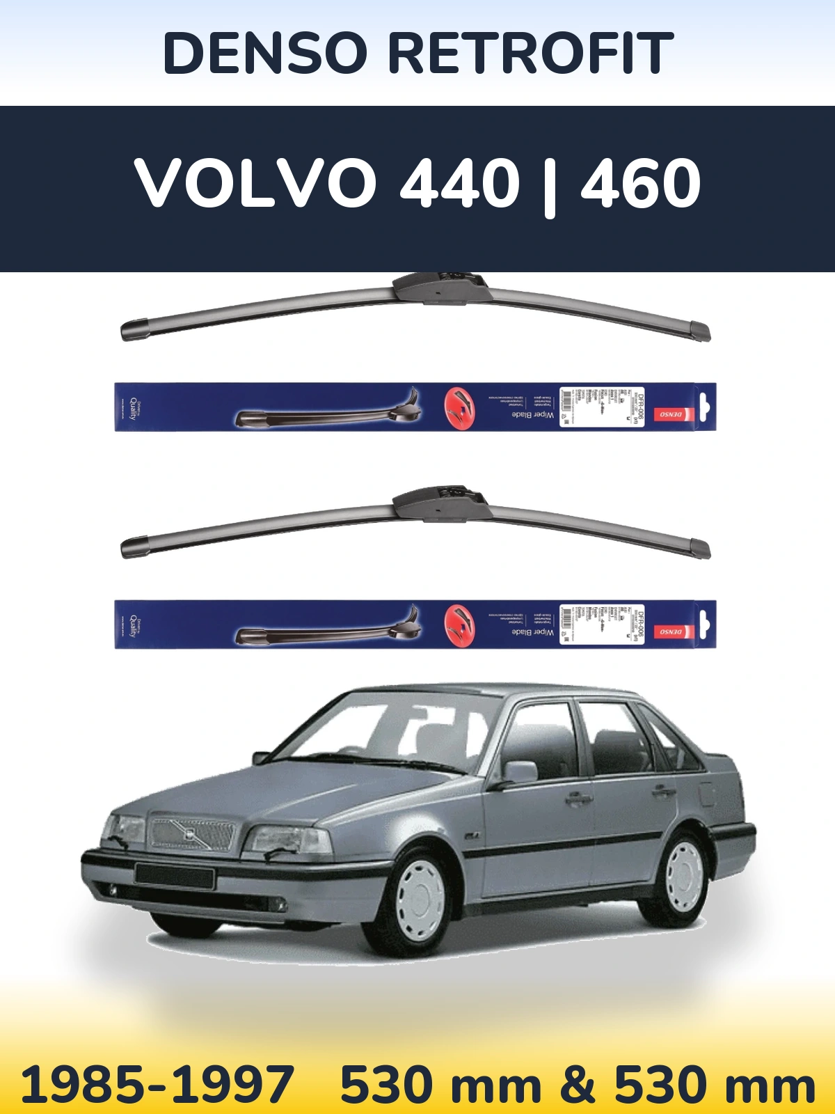 Комплект передніх щіток Denso Retrofit 530 & 530 мм для Volvo 440 | 460 1985-1997