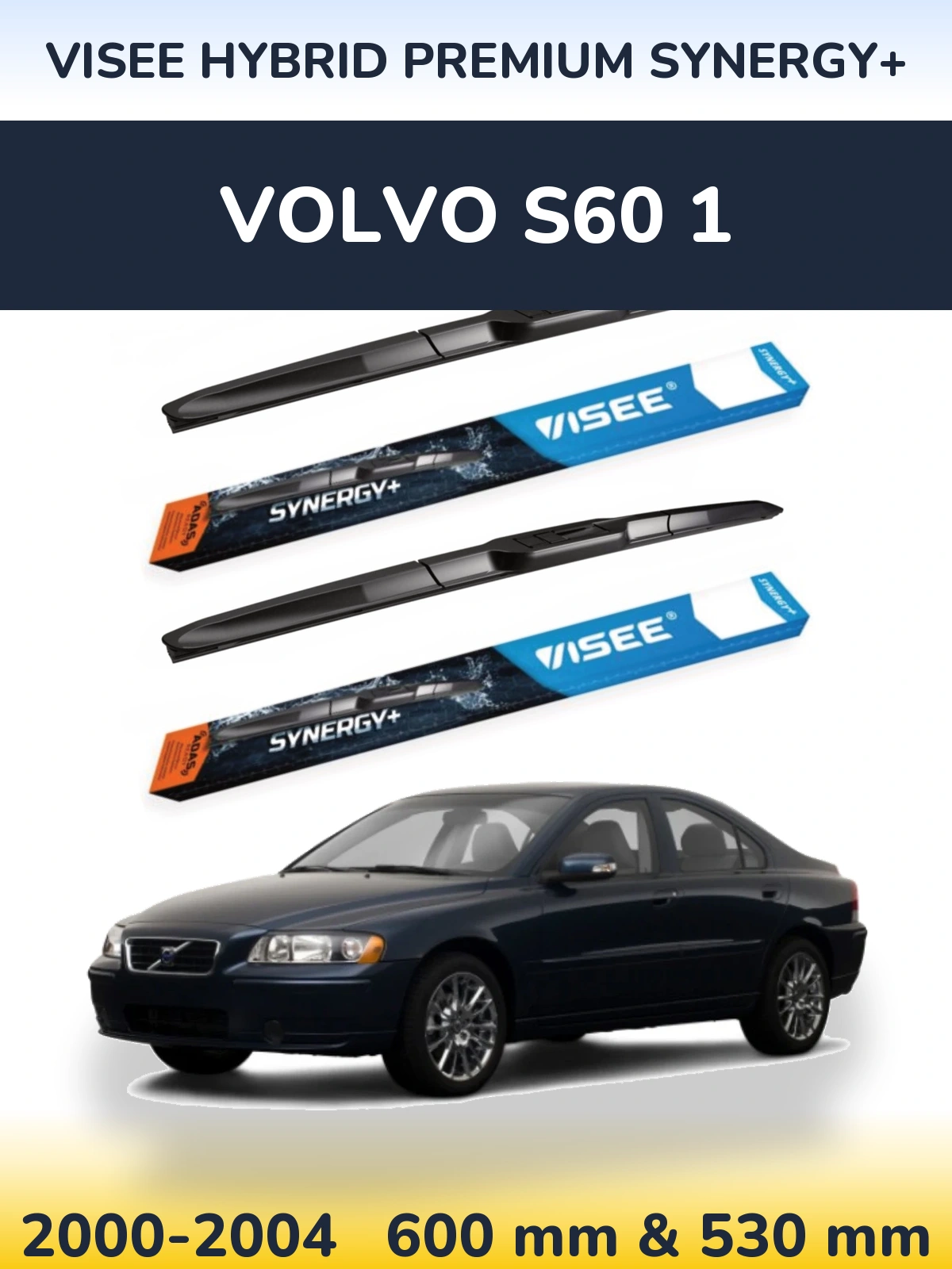 Комплект передніх щіток VISEE HYBRID PREMIUM SYNERGY+ 600 & 530 мм для Volvo S60 1 2000-2004