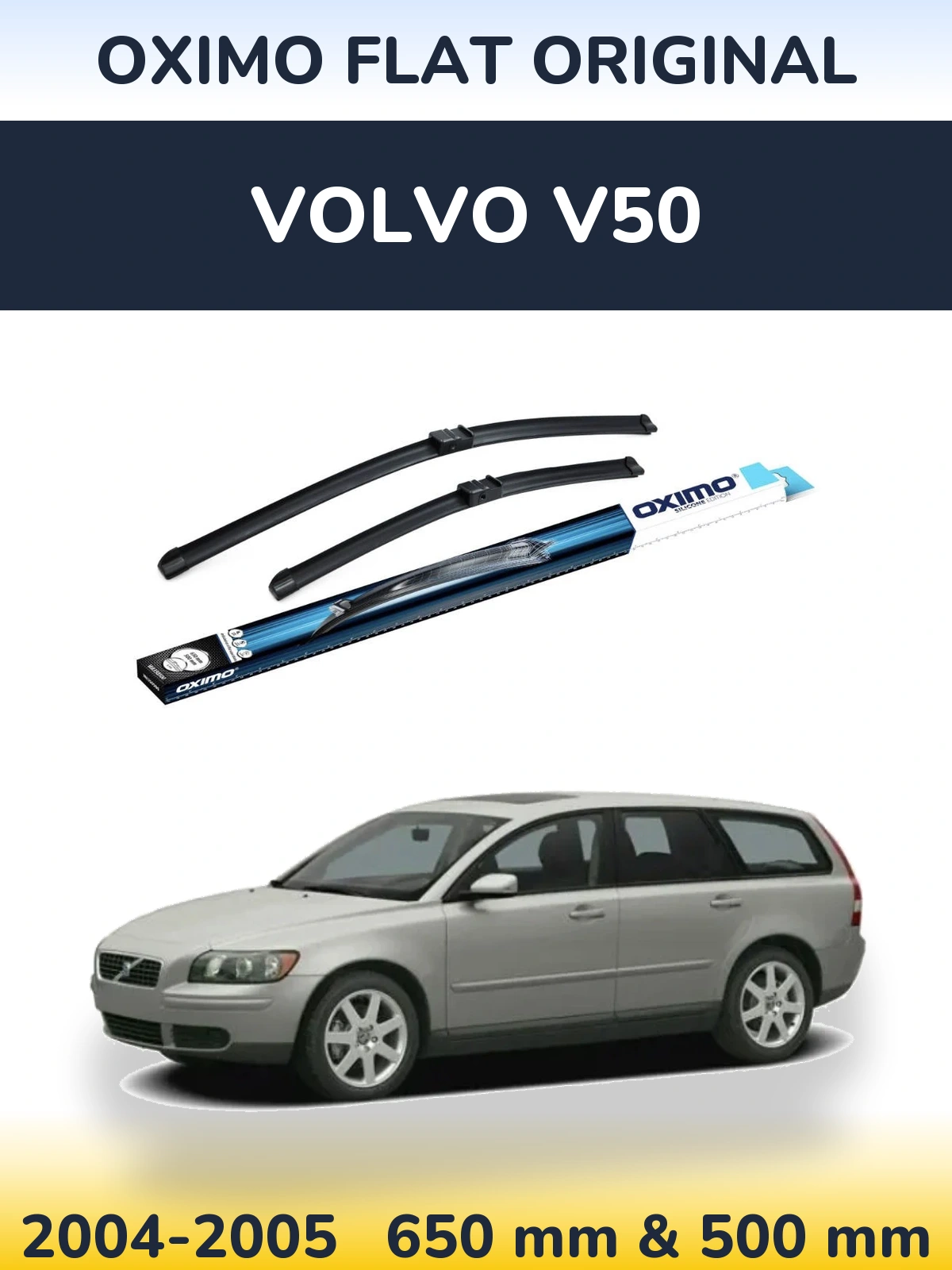 Комплект передних дворников Oximo Flat Original 650 & 500 мм для Volvo V50 2004-2005