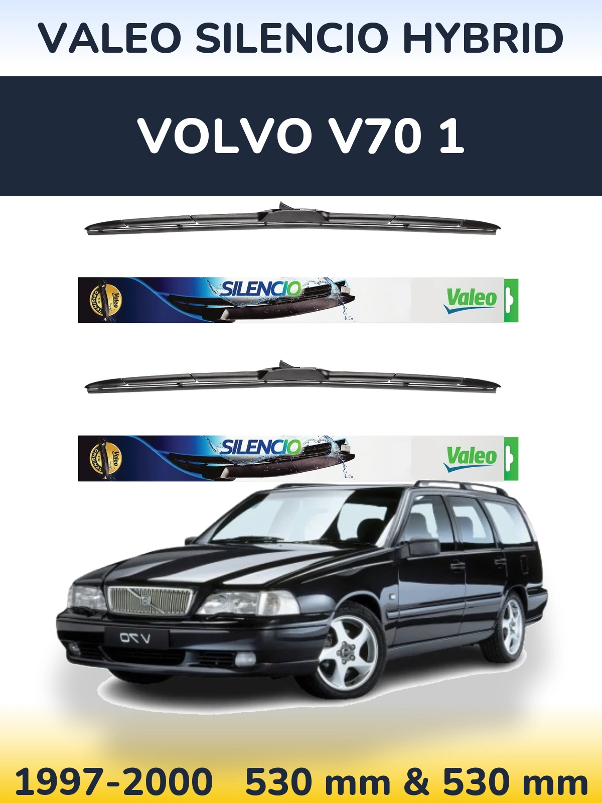 Комплект передних дворников Valeo Silencio Hybrid 530 & 530 мм для Volvo V70 1 1997-2000