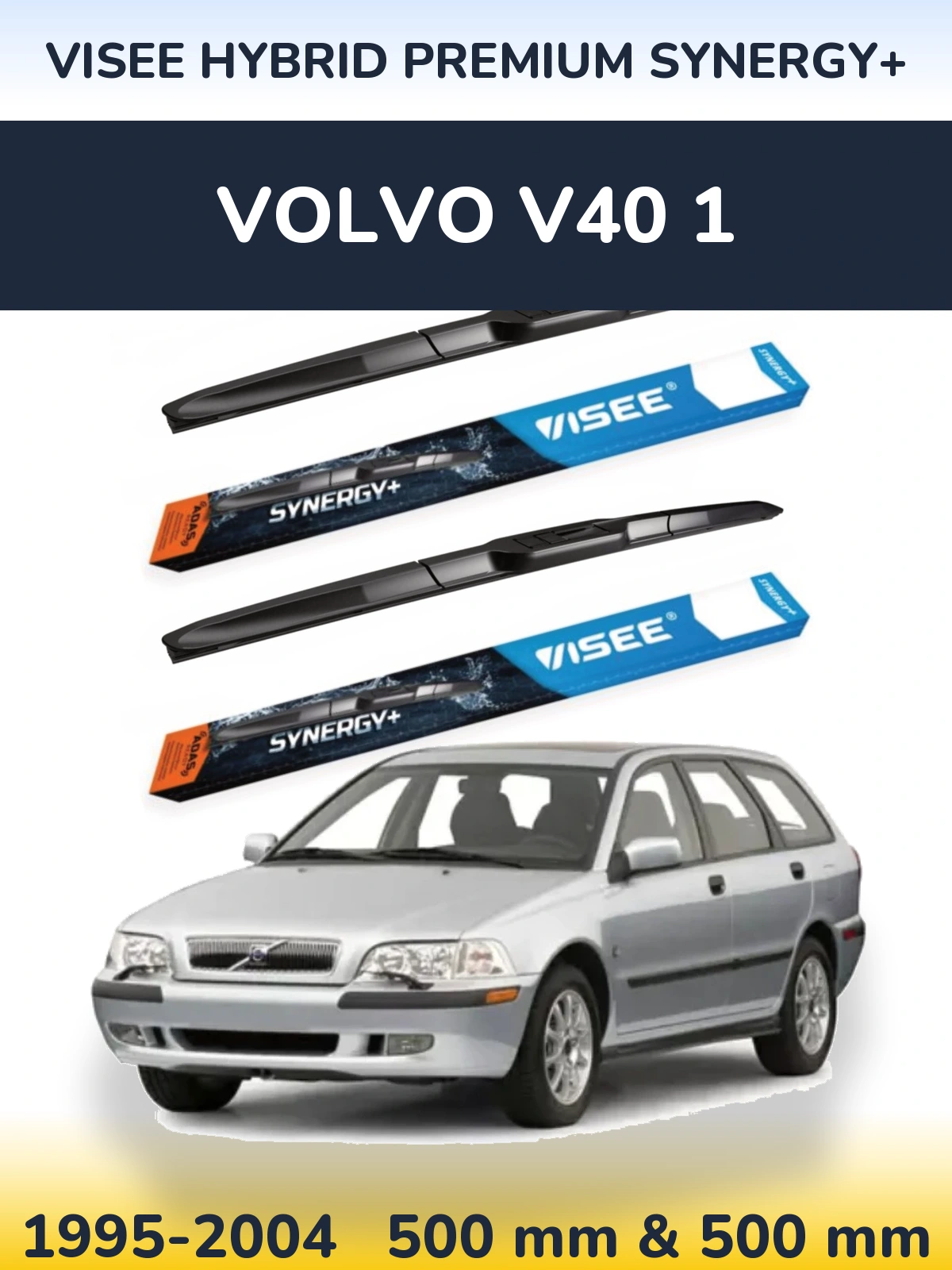 Комплект передніх щіток VISEE HYBRID PREMIUM SYNERGY+ 500 & 500 мм для Volvo V40 1 1995-2004