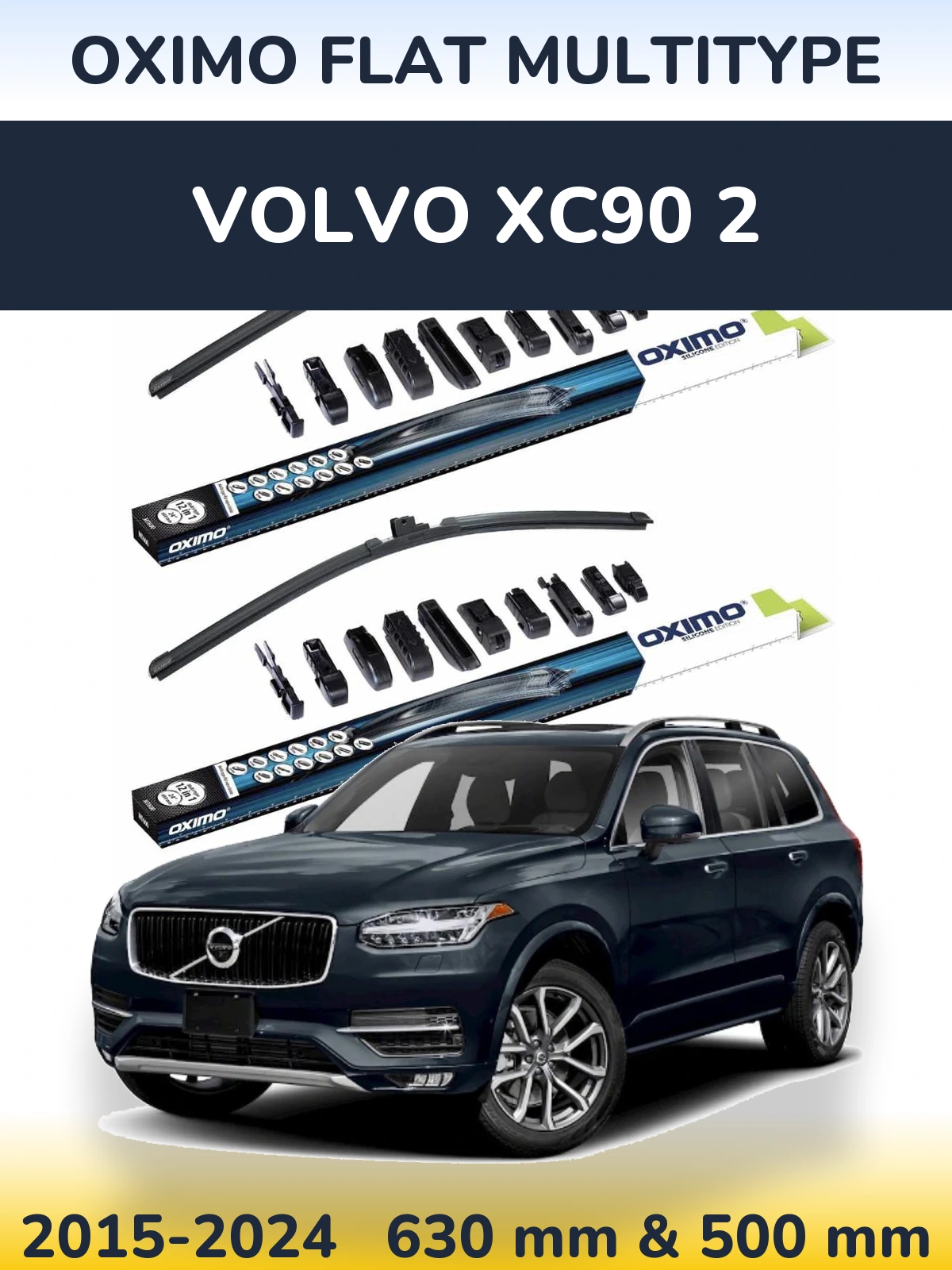 Front wiper blade set Oximo Flat MultiTipoe 600 & 500 mm for Volvo XC90 2 2015-2024