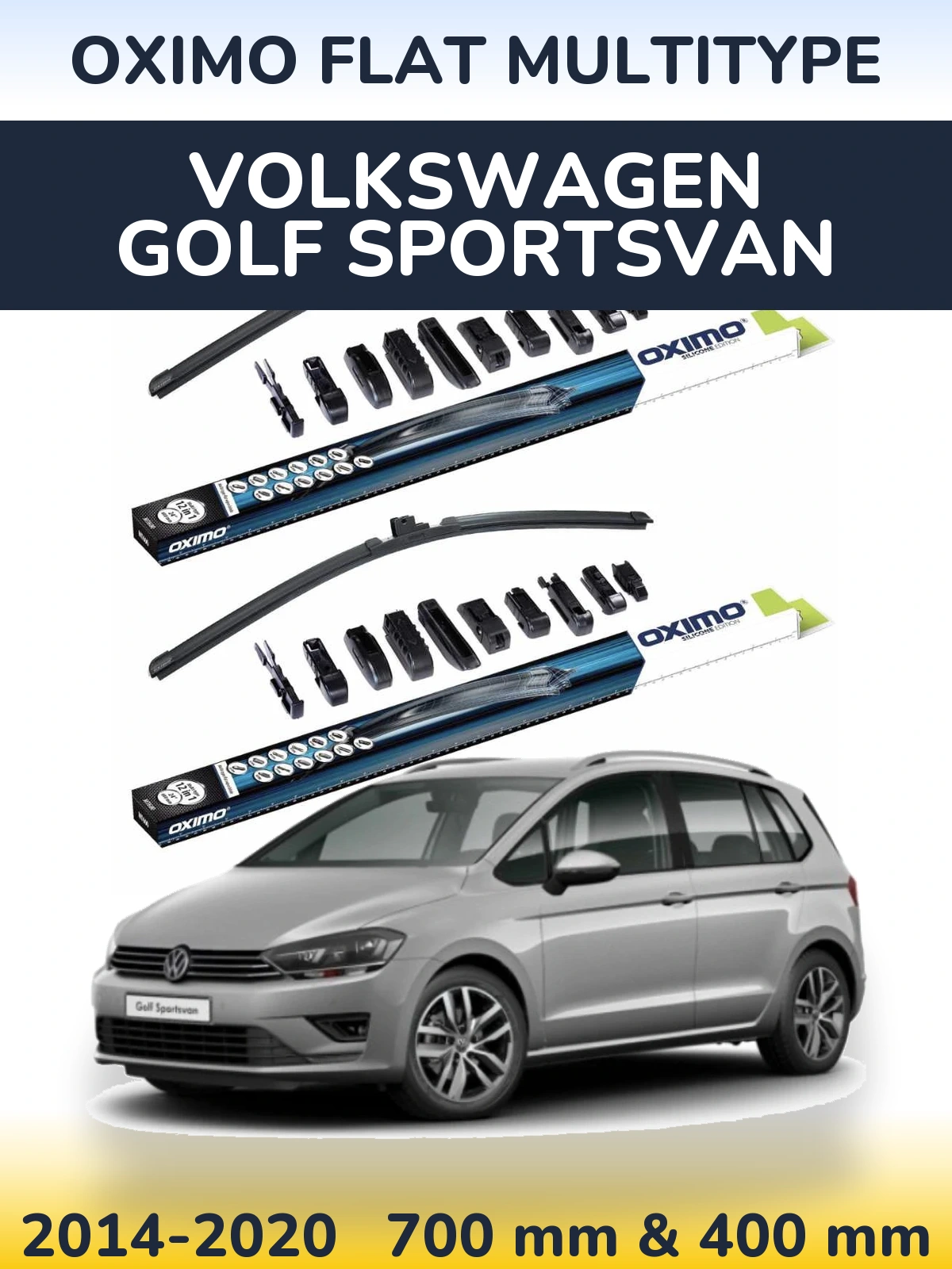 Комплект передніх щіток Oximo Flat MultiТипe 700 & 400 мм для Volkswagen Golf Sportsvan 2014-2020