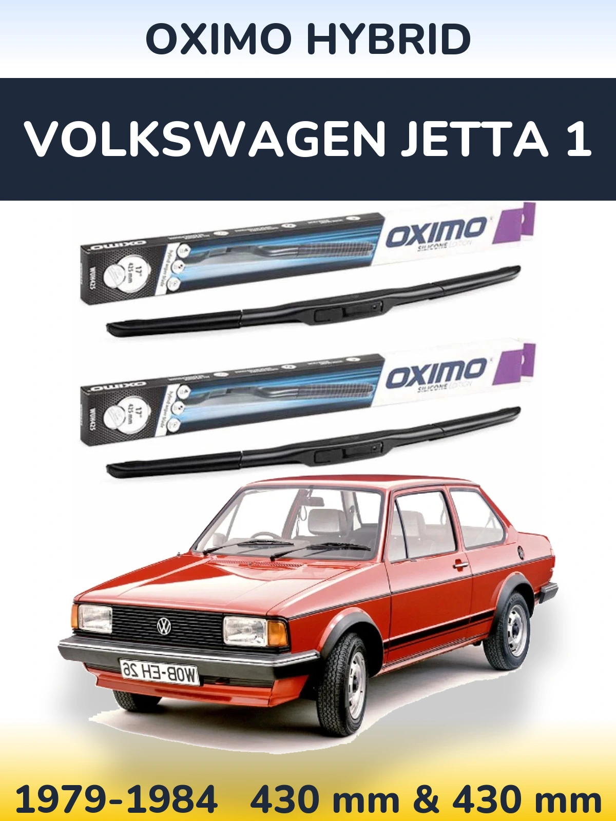 Front wiper blade set Oximo Hybrid 430 & 430 mm for Volkswagen Jetta 1 1979-1984