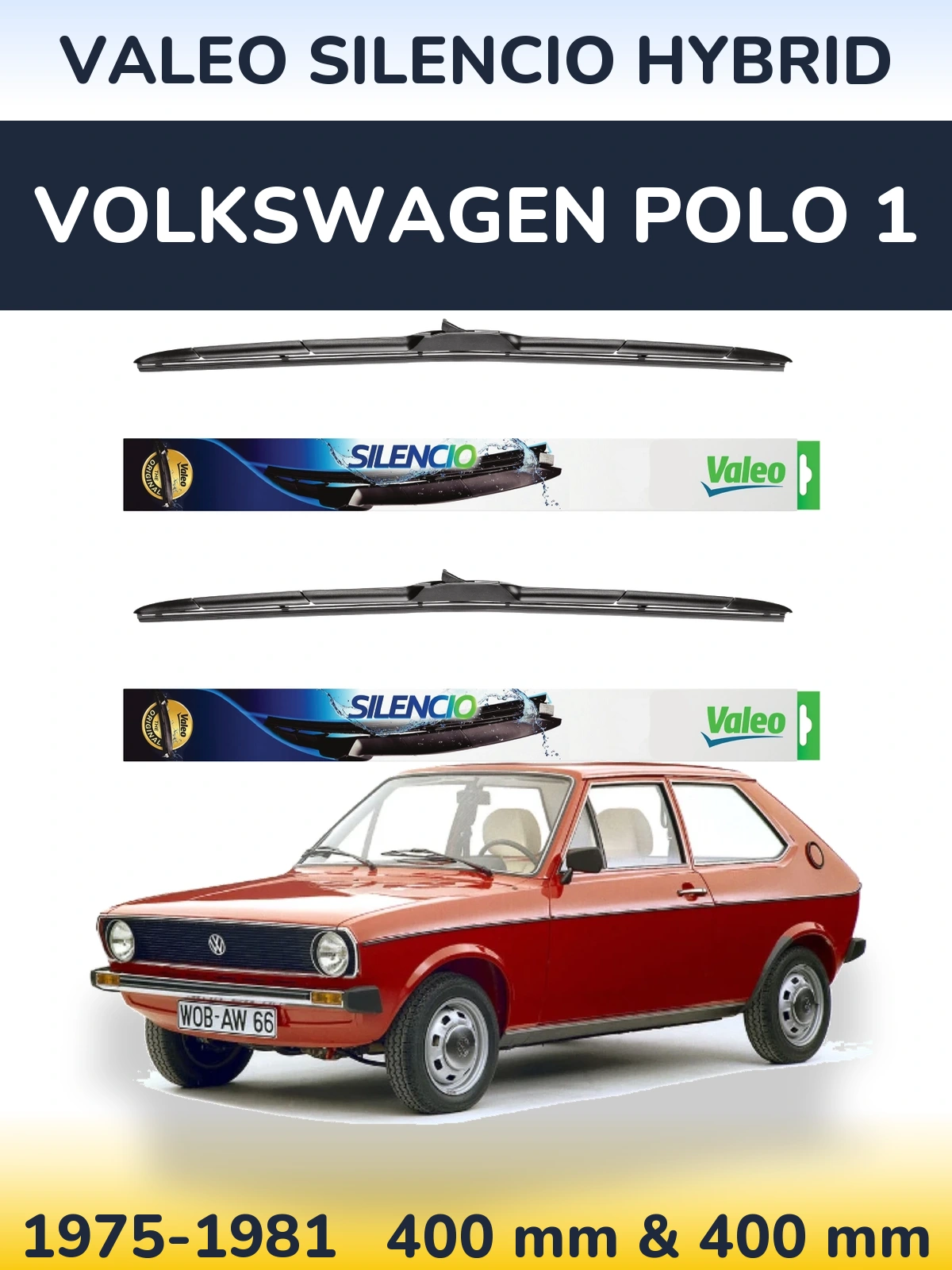 Комплект передних дворников Valeo Silencio Hybrid 400 & 400 мм для Volkswagen Polo 1 1975-1981