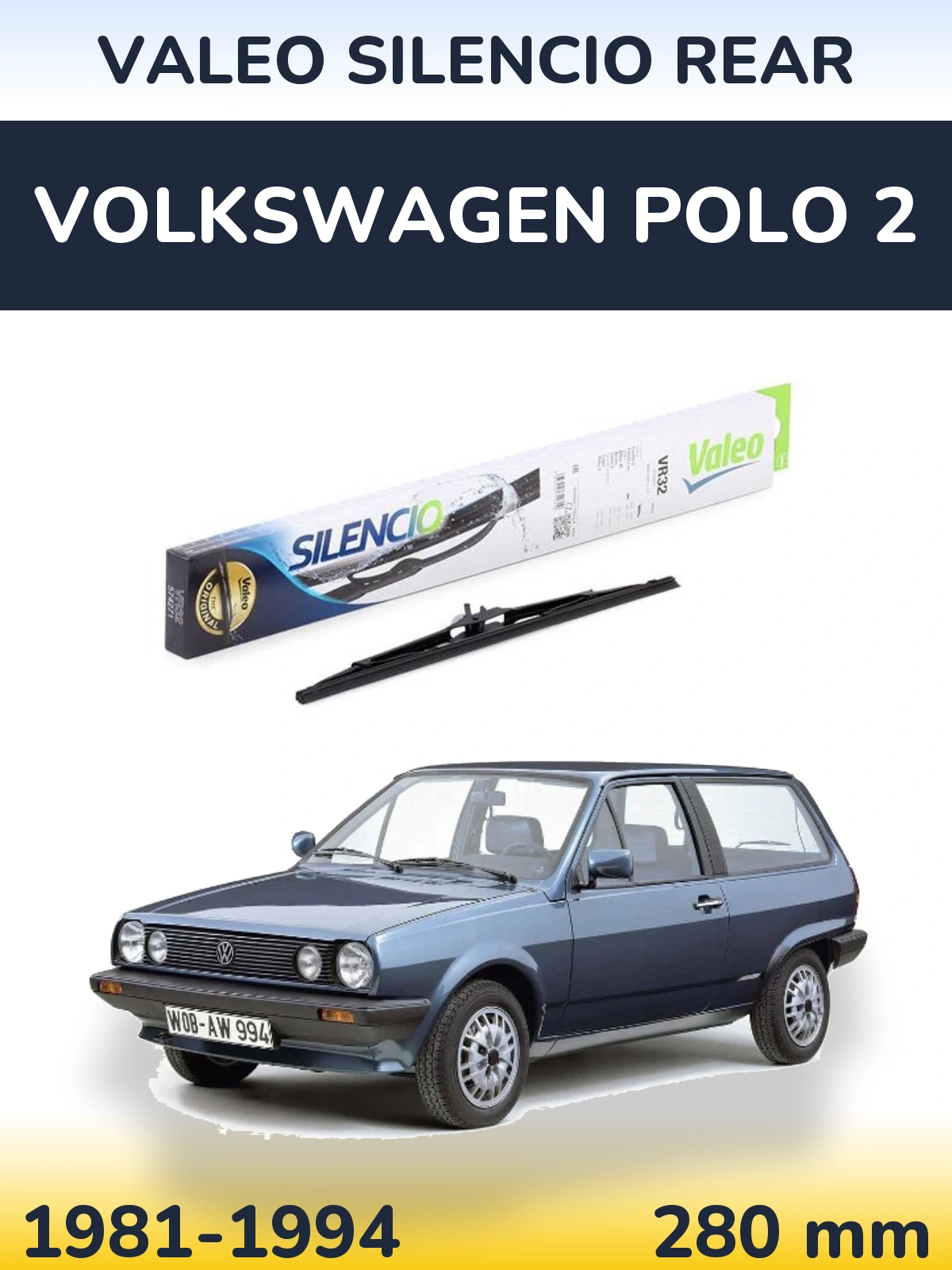 Задний дворник Valeo Silencio Rear 280 мм для Volkswagen Polo 2 1981-1994