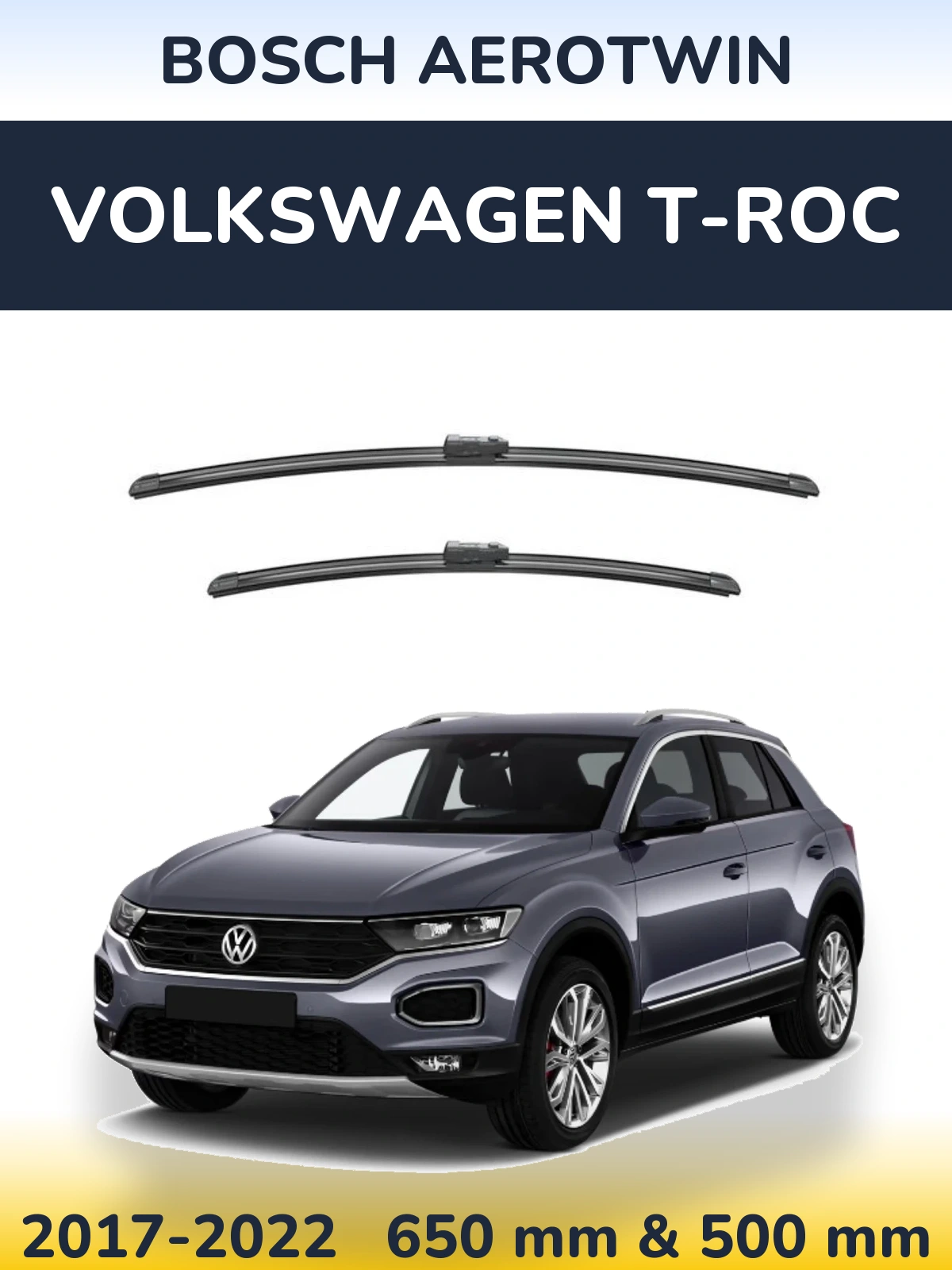 Комплект передніх щіток BOSCH AeroTwin 650 & 500 мм для Volkswagen T-Roc 2017-2022
