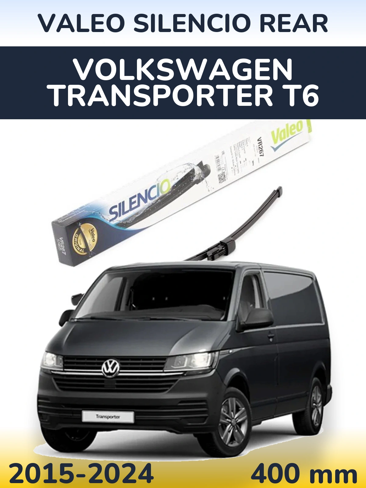 Rear wiper blade Valeo Silencio Rear 400 mm for Volkswagen Transporter T6 2015-2024
