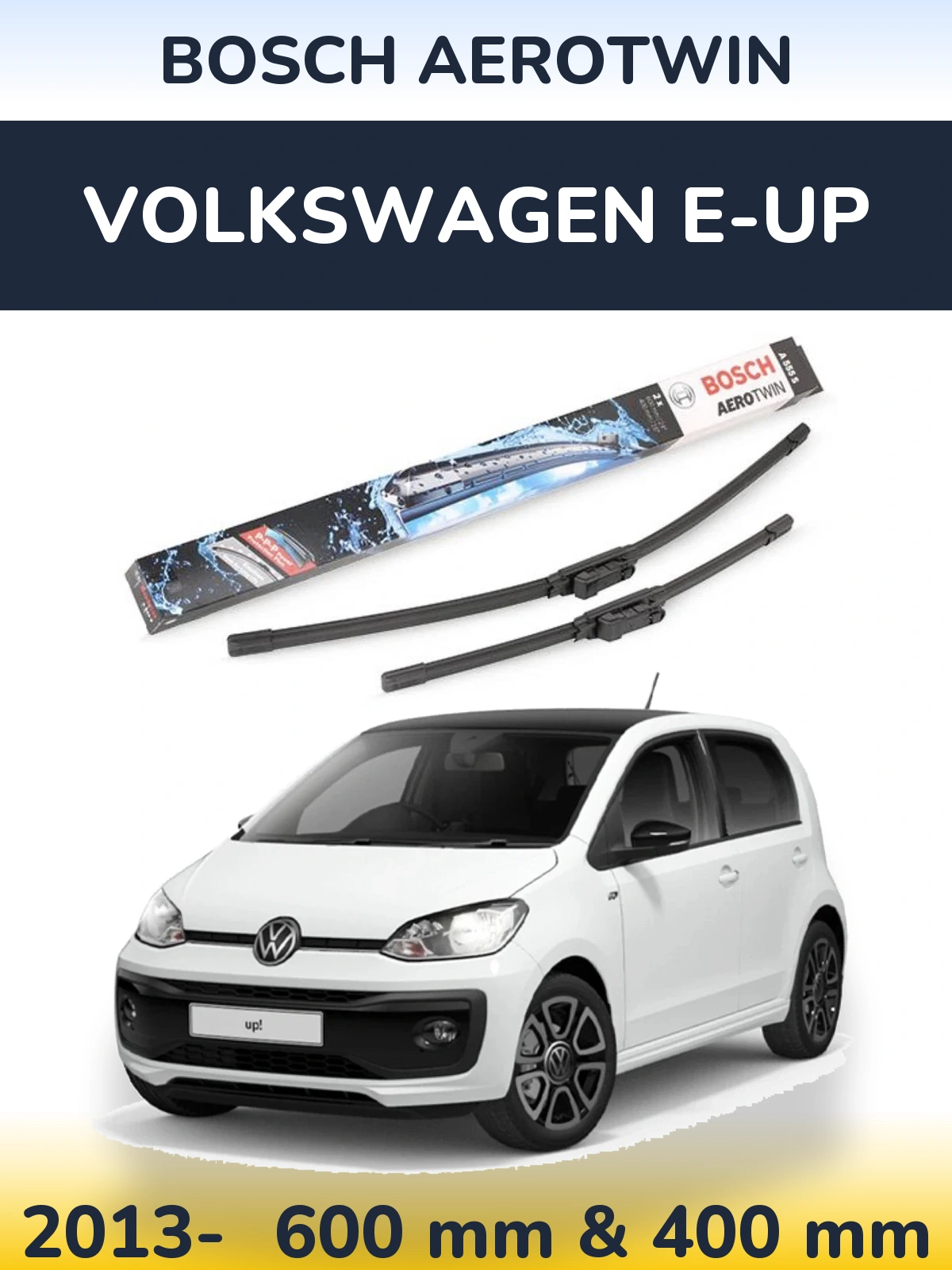 Комплект передніх щіток BOSCH AeroTwin 600 & 400 мм для Volkswagen e-Up 2013-2026