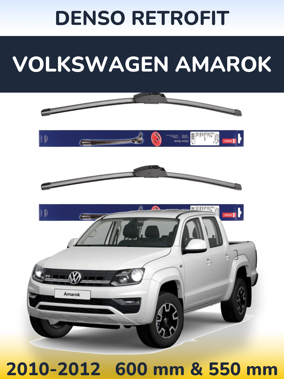 Front wiper blade set Denso Retrofit 600 & 550 mm for Volkswagen Amarok 2010-2012