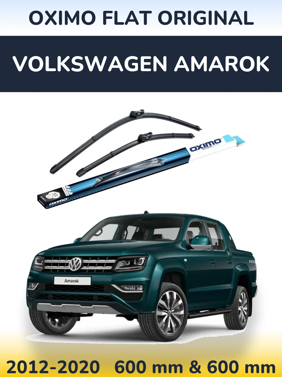 Front wiper blade set Oximo Flat Original 600 & 600 mm for Volkswagen Amarok 2012-2020