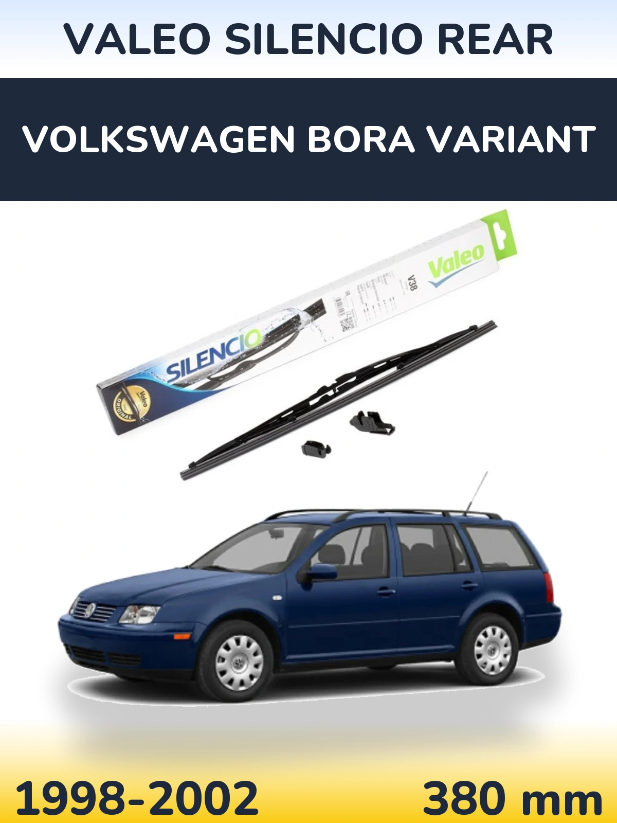 Rear wiper blade Valeo Silencio Rear 380 mm for Volkswagen Bora Variant 1998-2002