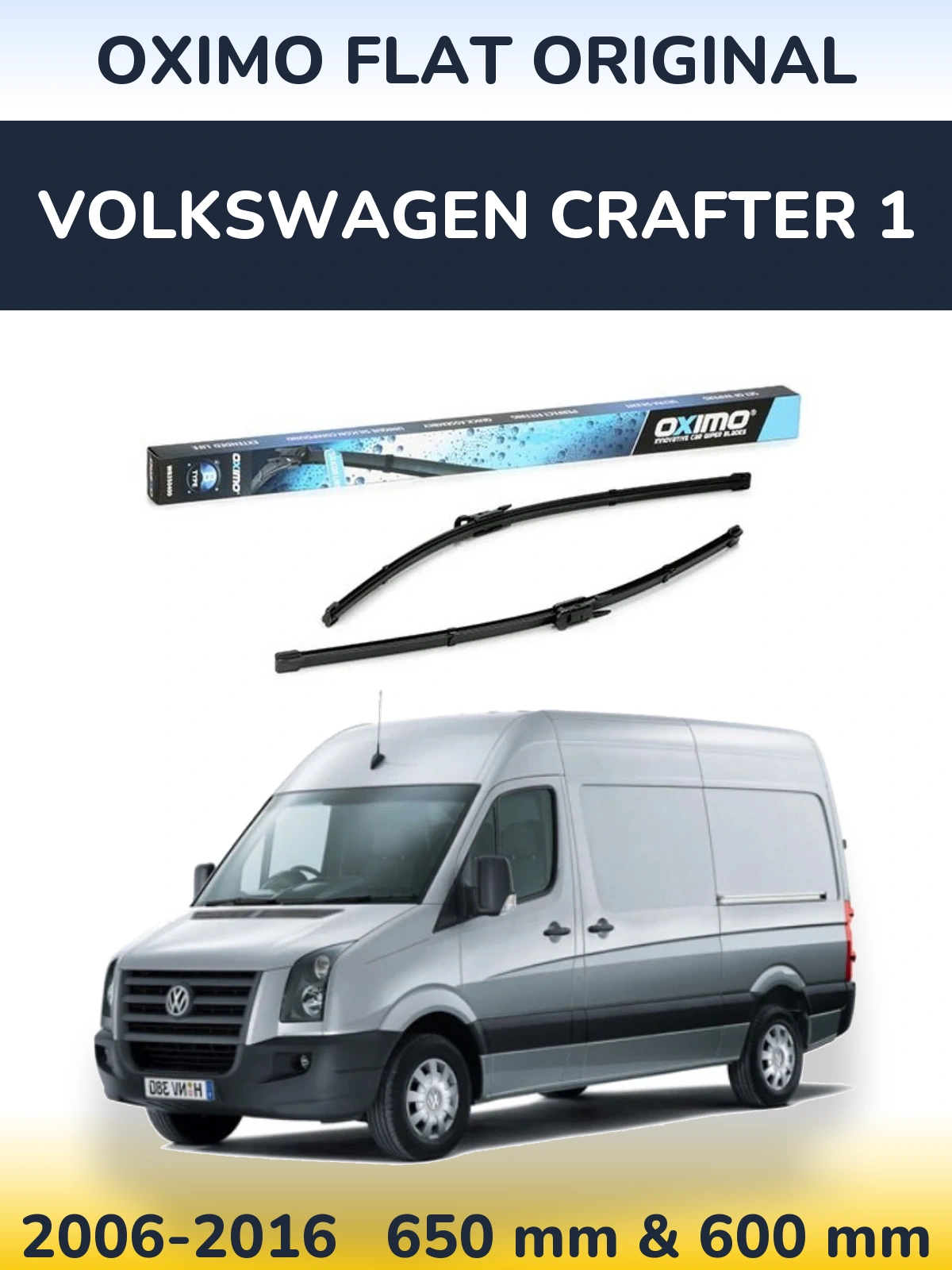 Комплект передних дворников Oximo Flat Original 650 & 600 мм для Volkswagen Crafter 1 2006-2016