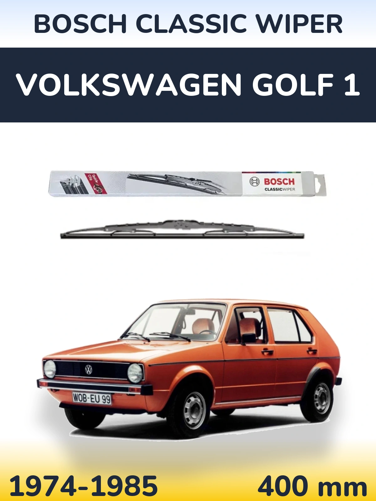 Rear wiper blade BOSCH Classic Wiper 400 mm for Volkswagen Golf 1 1974-1985