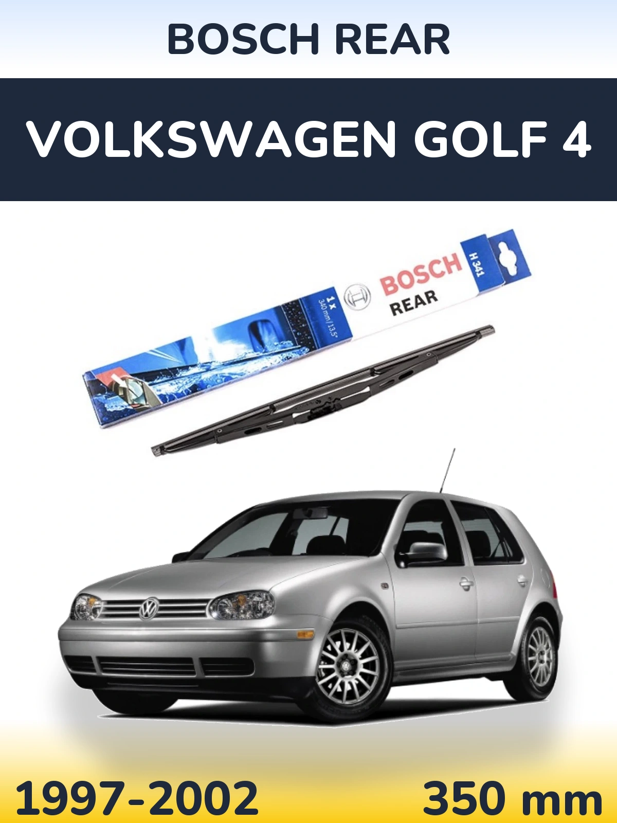 Rear wiper blade BOSCH Rear 340 mm for Volkswagen Golf 4 1997-2002