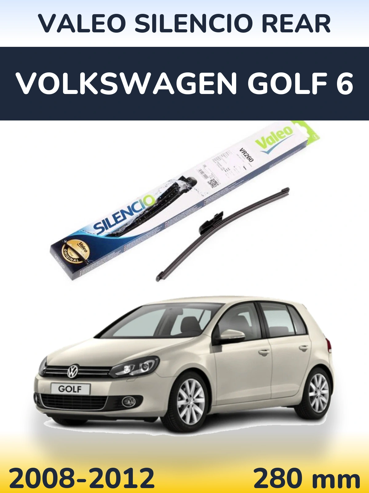 Задний дворник Valeo Silencio Rear 280 мм для Volkswagen Golf 6 2008-2012