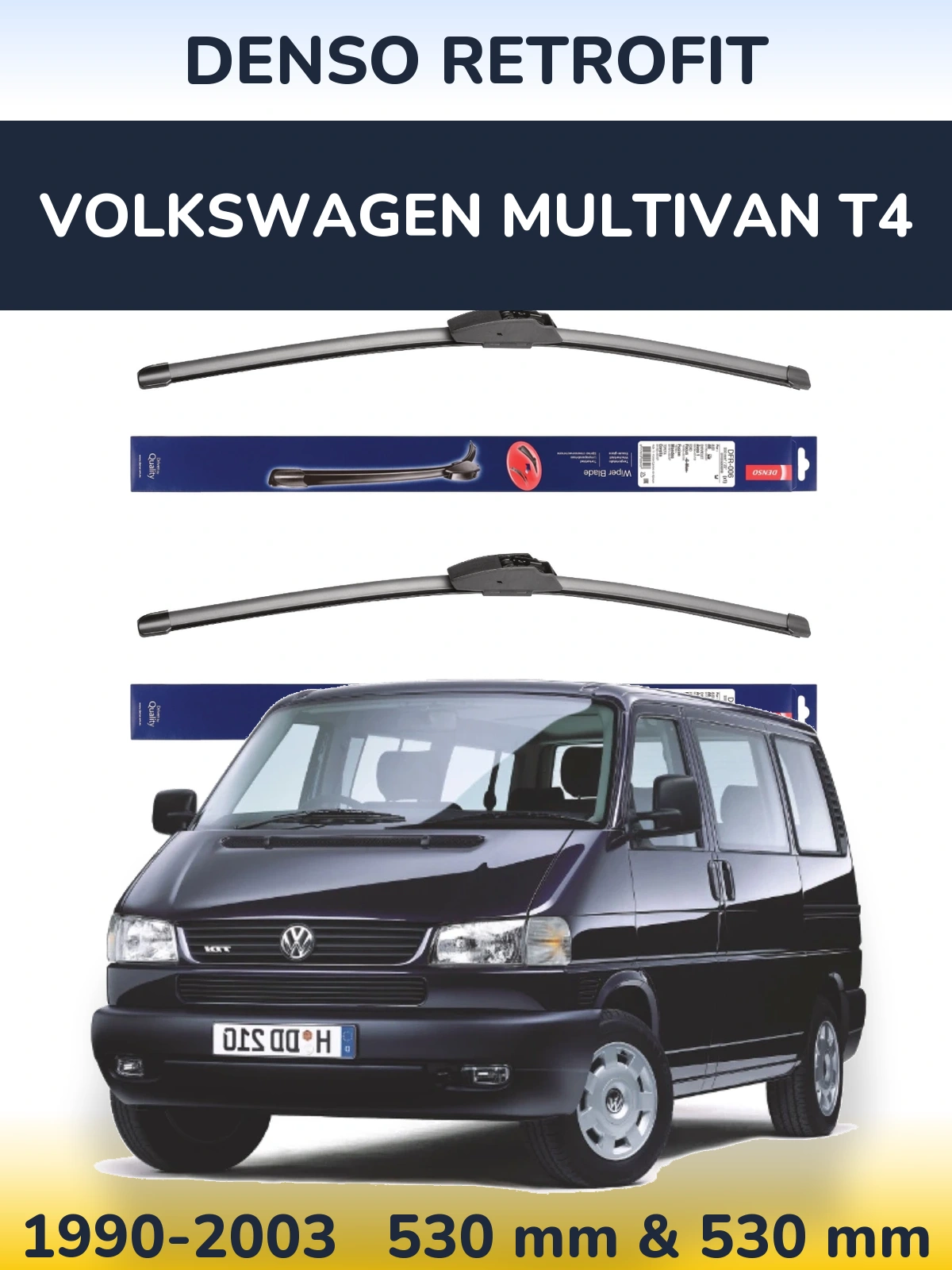 Комплект передніх щіток Denso Retrofit 530 & 530 мм для Volkswagen Multivan T4 1990-2003