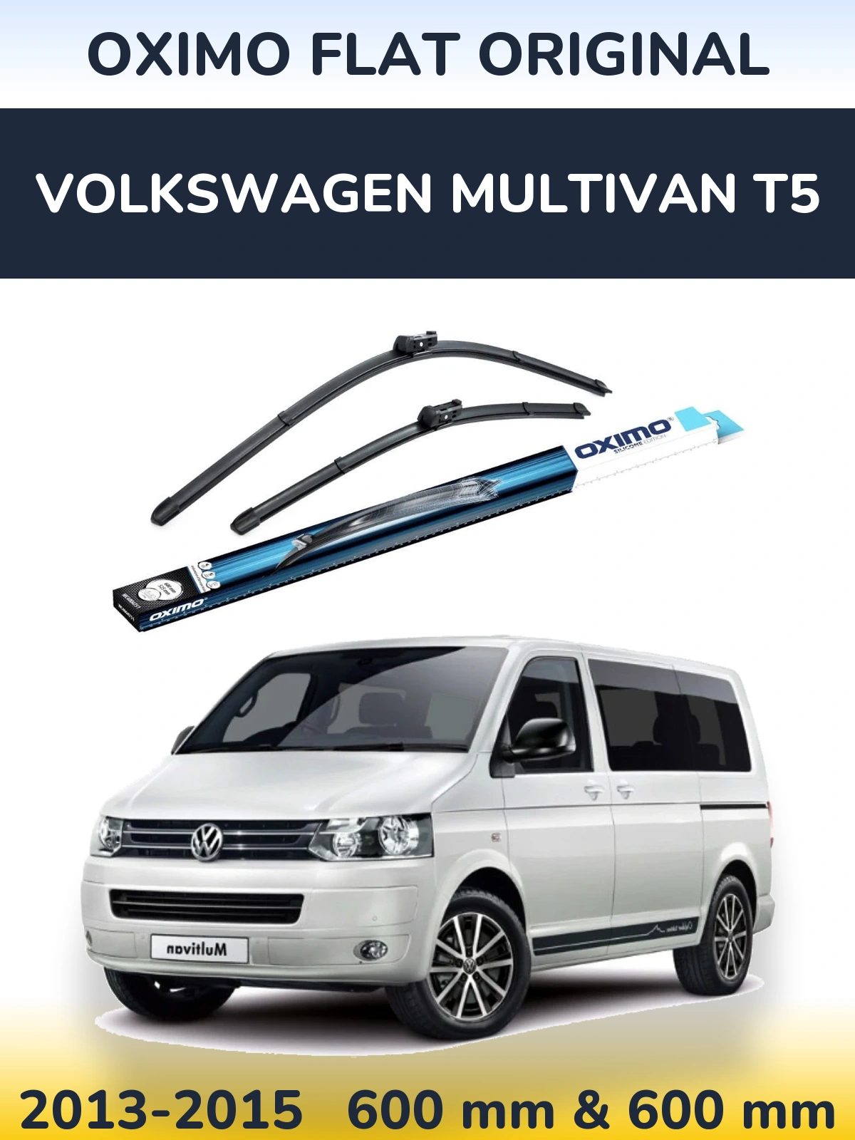 Комплект передних дворников Oximo Flat Original 600 & 600 мм для Volkswagen Multivan T5 2013-2015