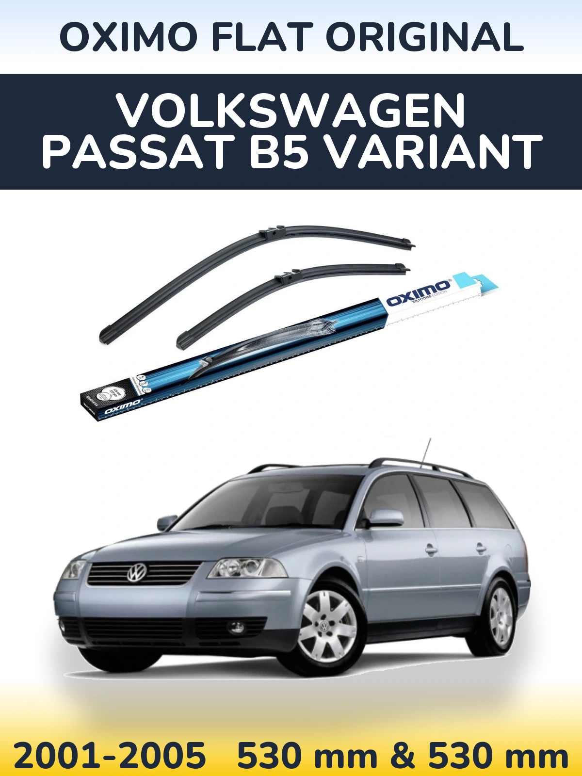 Комплект передних дворников Oximo Flat Original 530 & 530 мм для Volkswagen Passat B5 Variant 2001-2005