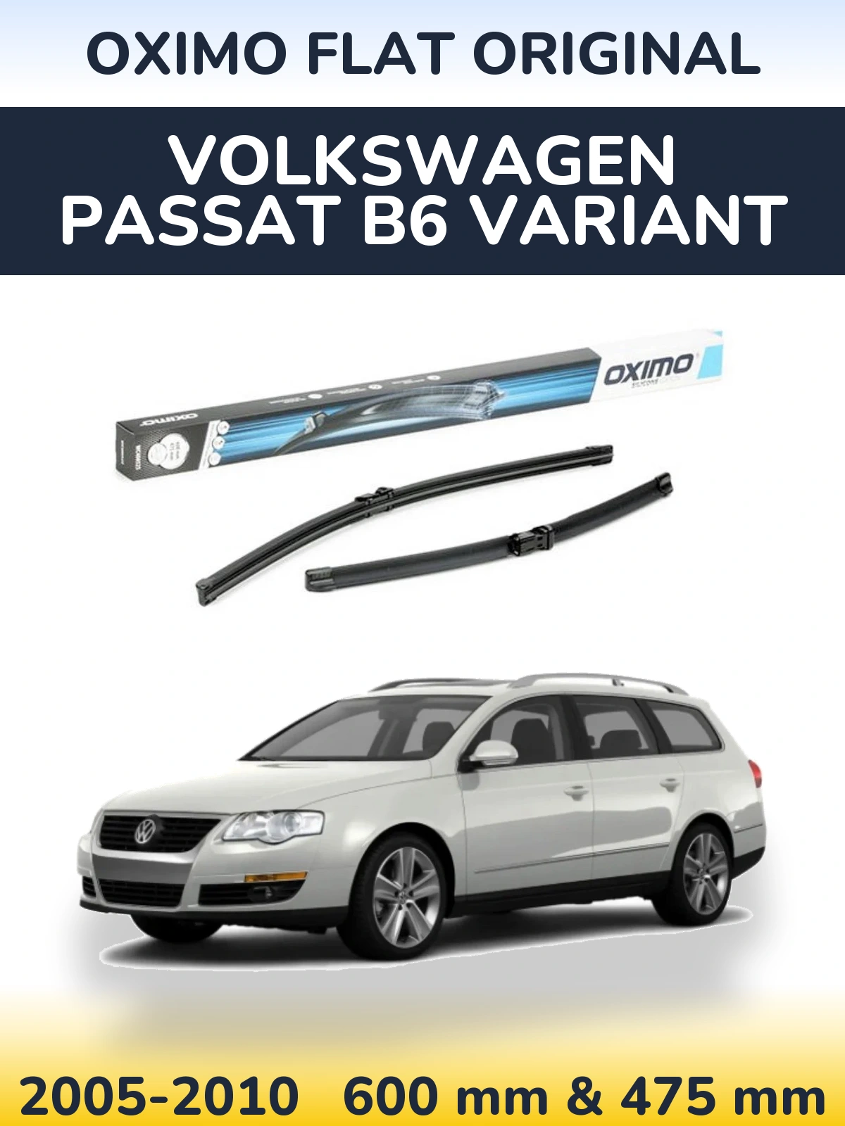 Комплект передних дворников Oximo Flat Original 600 & 475 мм для Volkswagen Passat B6 Variant 2005-2010