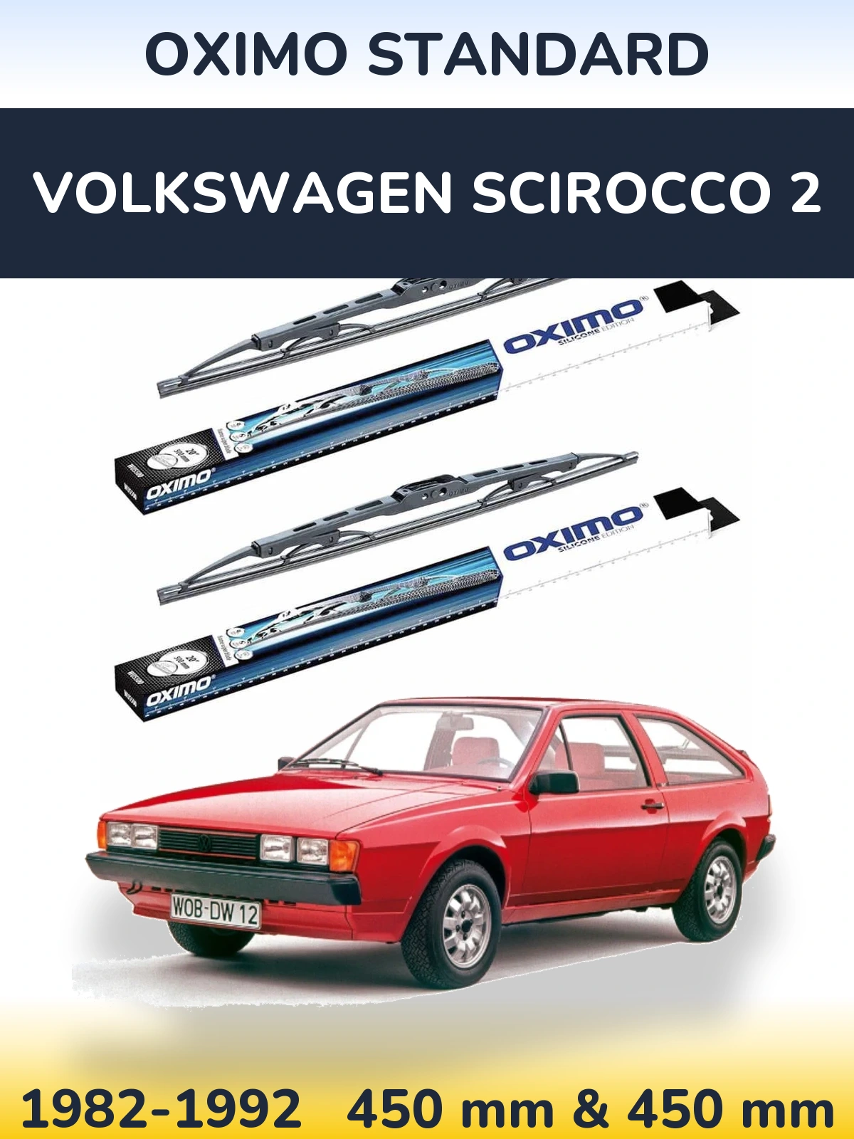 Комплект передних дворников Oximo Standard 450 & 450 мм для Volkswagen Scirocco 2 1982-1992