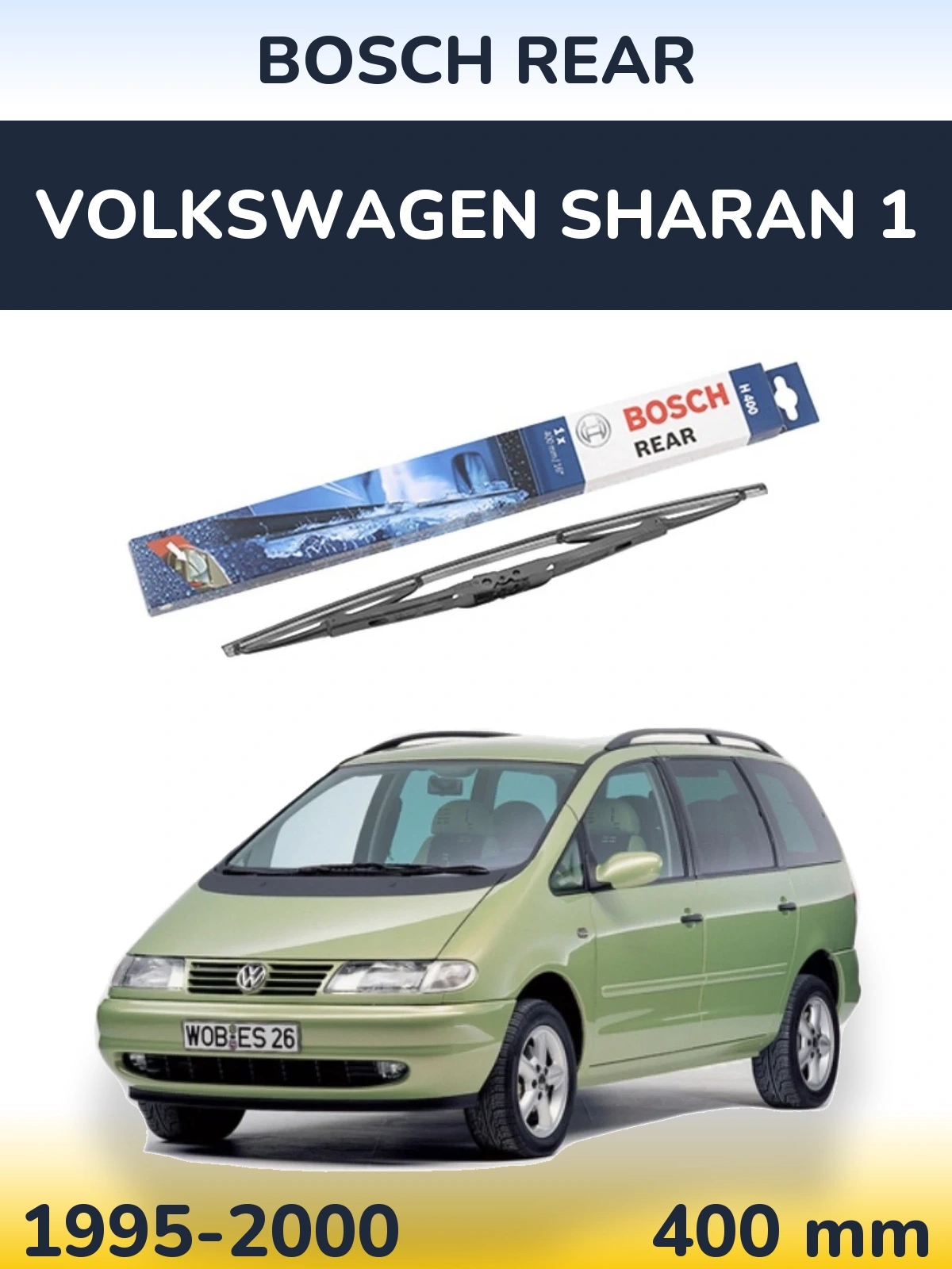 Rear wiper blade BOSCH Rear 400 mm for Volkswagen Sharan 1 1995-2000