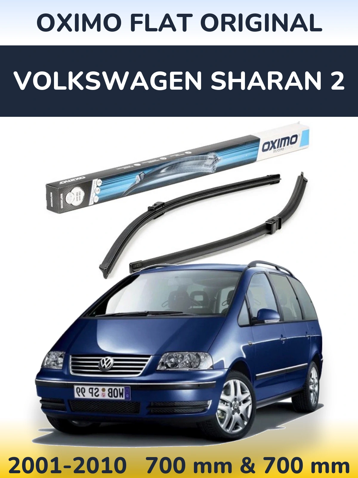 Комплект передних дворников Oximo Flat Original 700 & 700 мм для Volkswagen Sharan 2 2001-2010