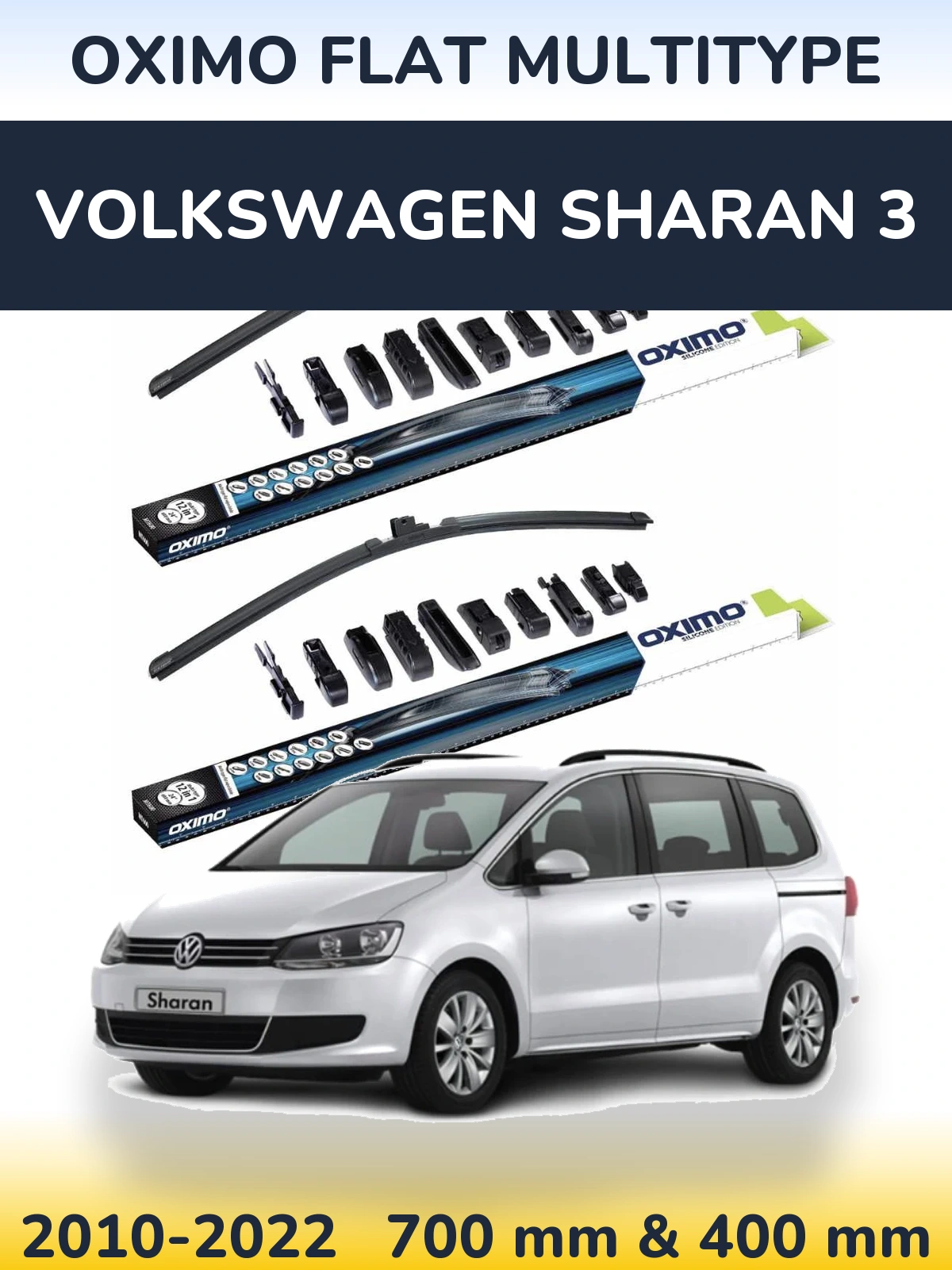 Комплект передніх щіток Oximo Flat MultiТипe 700 & 400 мм для Volkswagen Sharan 3 2010-2022