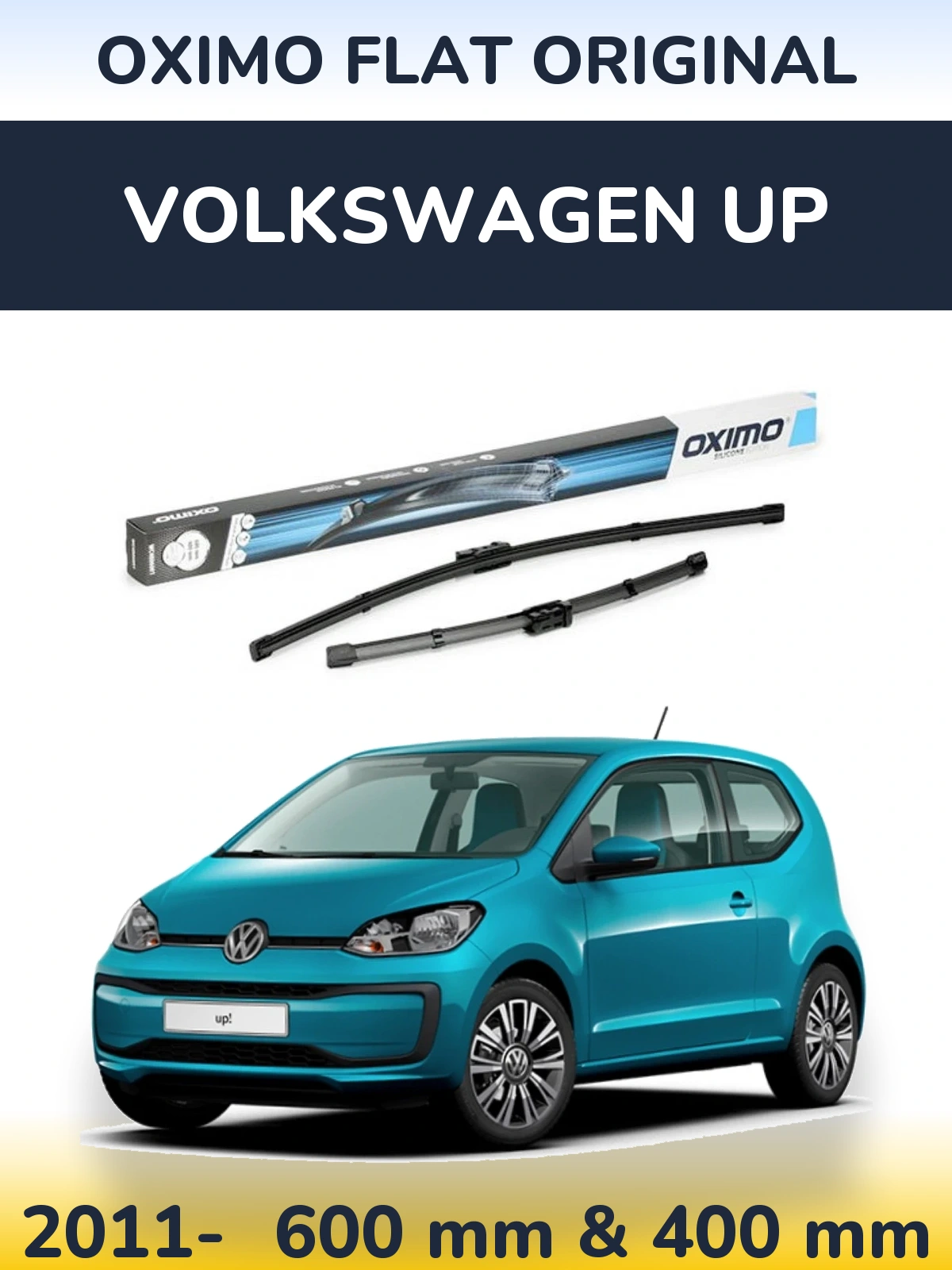 Front wiper blade set Oximo Flat Original 600 & 400 mm for Volkswagen Up 2011-2026