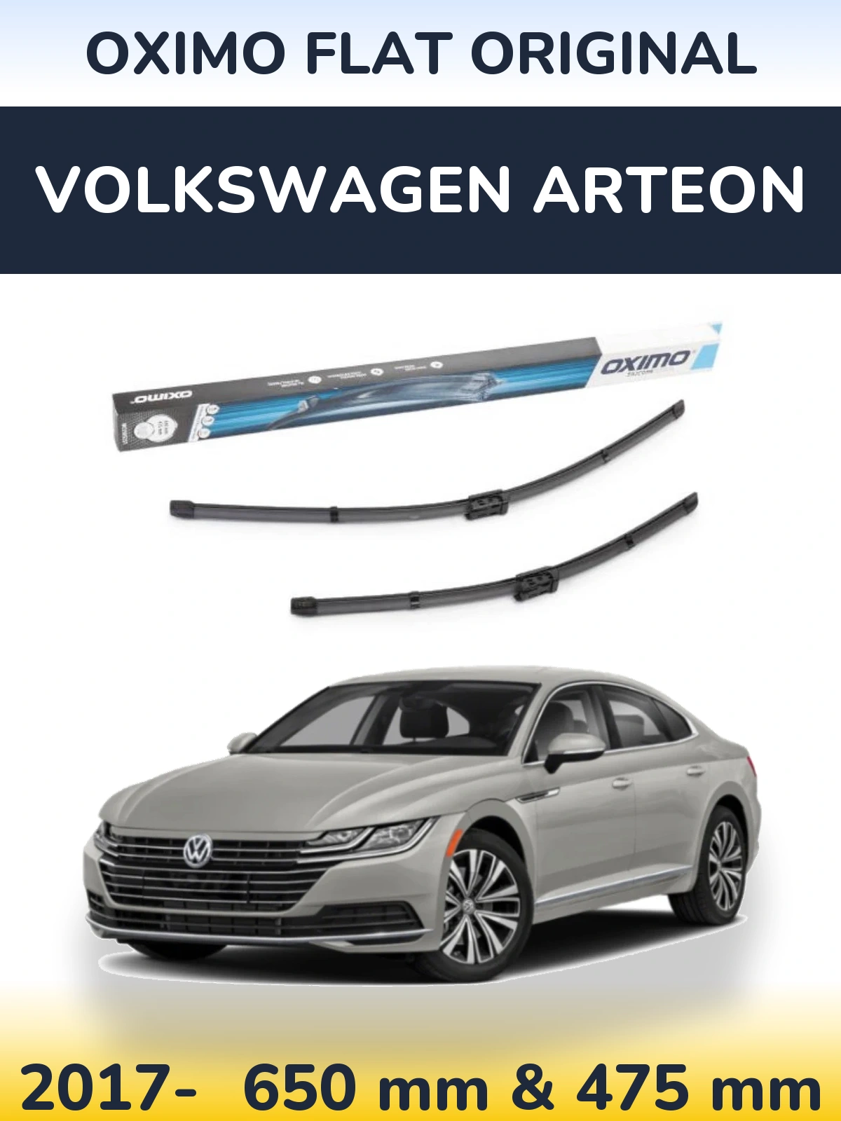 Front wiper blade set Oximo Flat Original 650 & 475 mm for Volkswagen Arteon 2017-2026