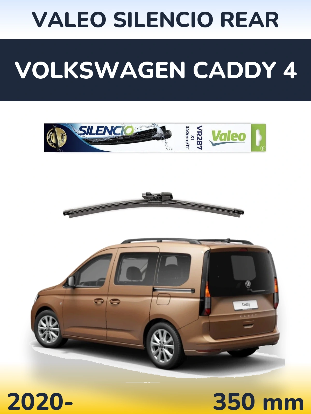 Rear wiper blade Valeo Silencio Rear 340 mm for Volkswagen Caddy 4 2020-2026